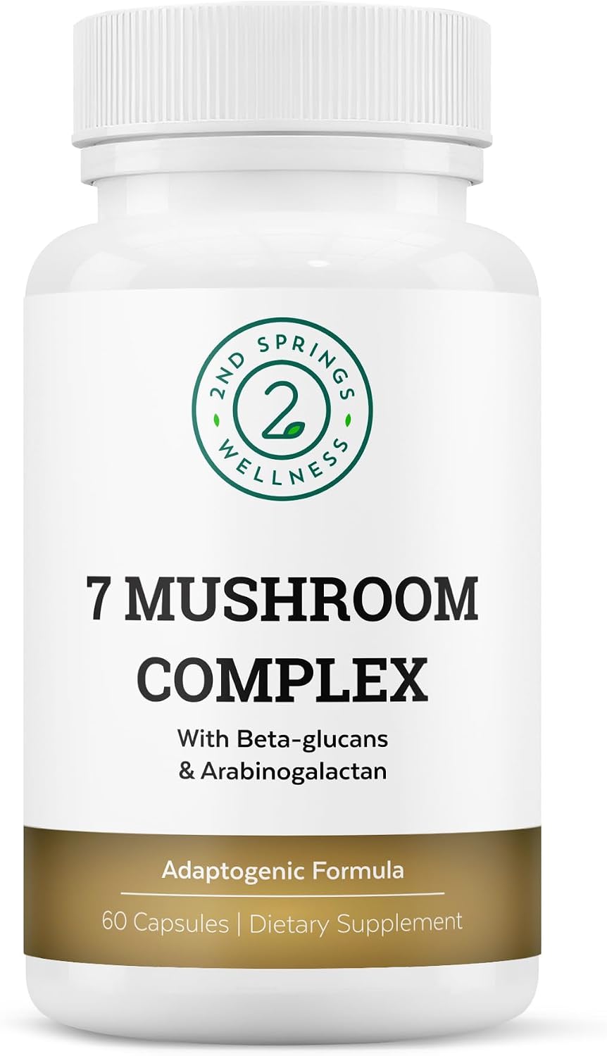 7 Organic Mushroom Complex – 7 Mushroom Supplement | Immune Support Nootropic & Adaptogenic, Lion’s Mane, Chaga, Maitake, Shiitake, Reishi, Turkey Tails, Cordyceps, Capsules