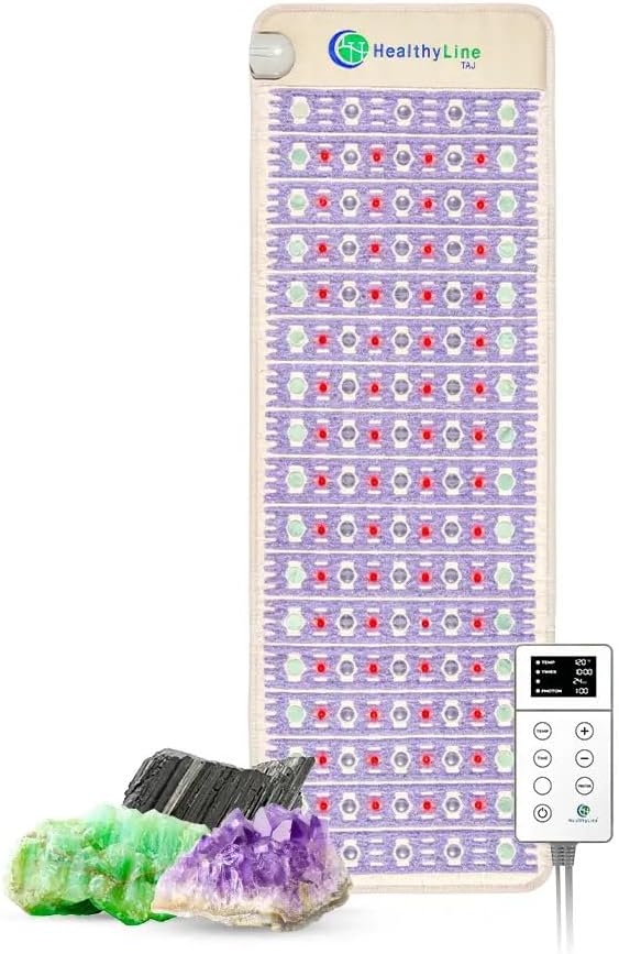 РЕМF Advanced Far Infrared Heating Pad – Professional Biomat for Pain Relief and Healing – Pulsed Electromagnetic Field Therapy – Full Body Mat with Red Lights, Amethyst, Tourmaline and Jade – 72 x 24