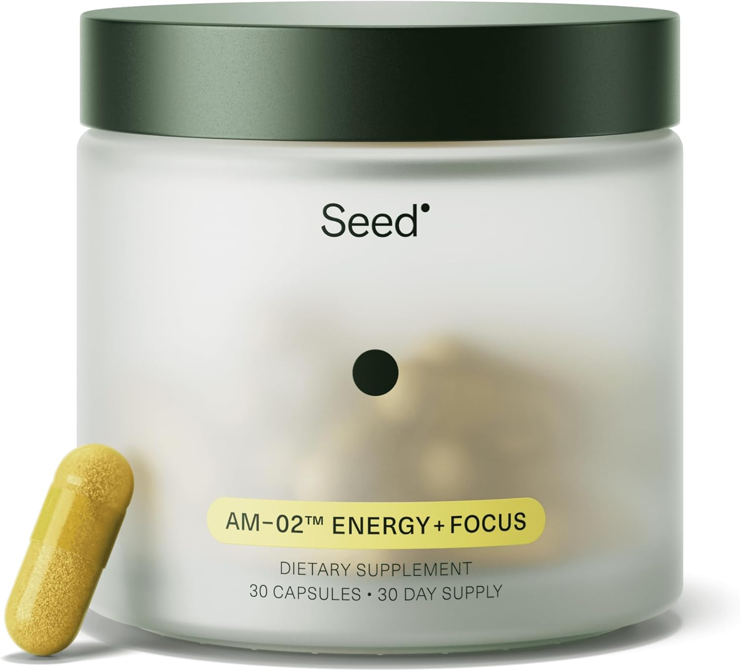Seed AM-02 Energy + Focus – Daily Nootropic Supplement for Women & Men – Fast-Acting & Sustained Energy for Up to 6 Hours – Caffeine-Free Vegan & Shelf-Stable – 30 Capsules (30-Day Supply)