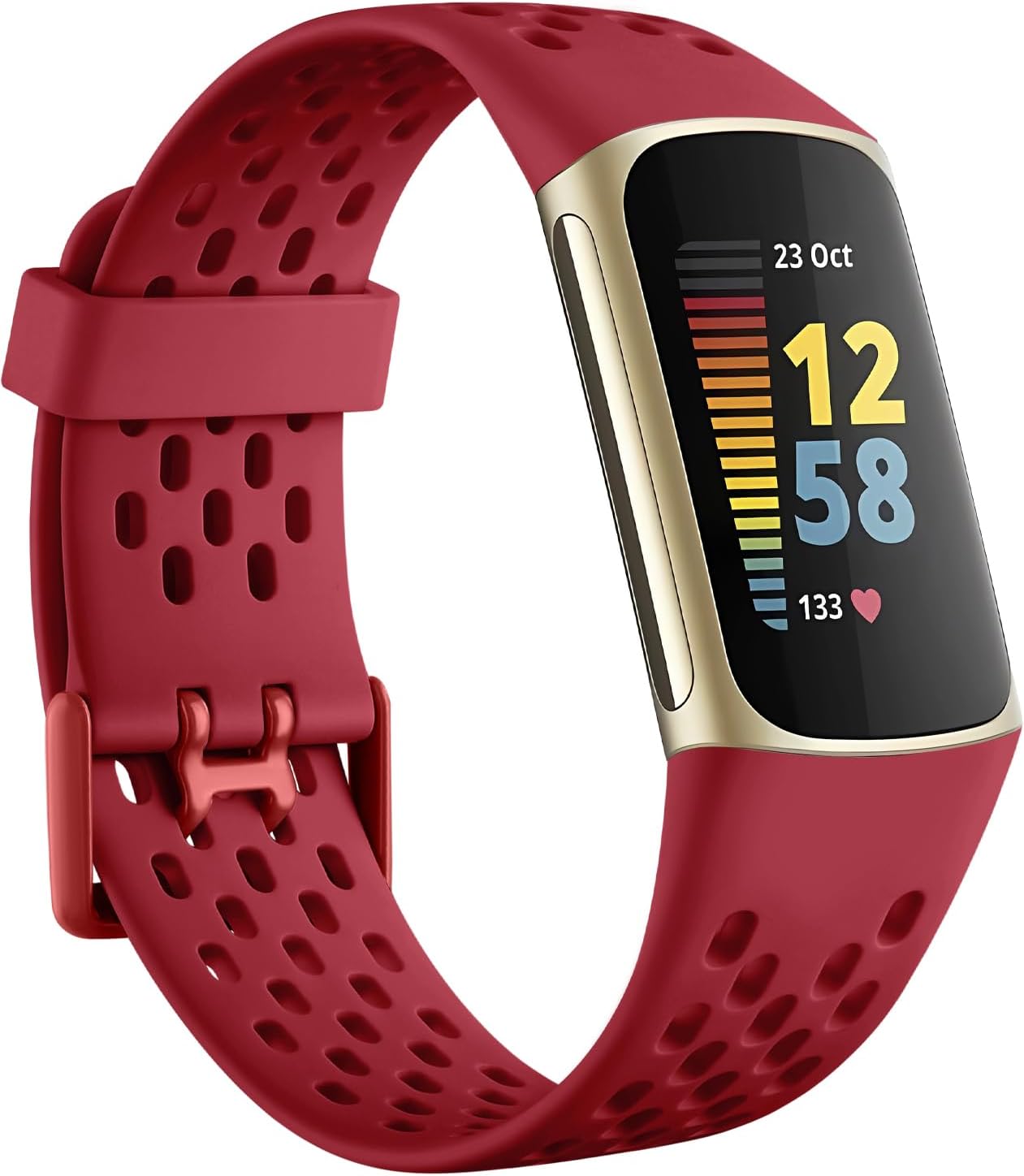 Getino Compatible Fitbit Charge Bands – Soft Breathable Replacement Sport Strap for Women & Men, Adjustable Wristbands for Fitbit Charge 5/6 Advanced Fitness Tracker, Red