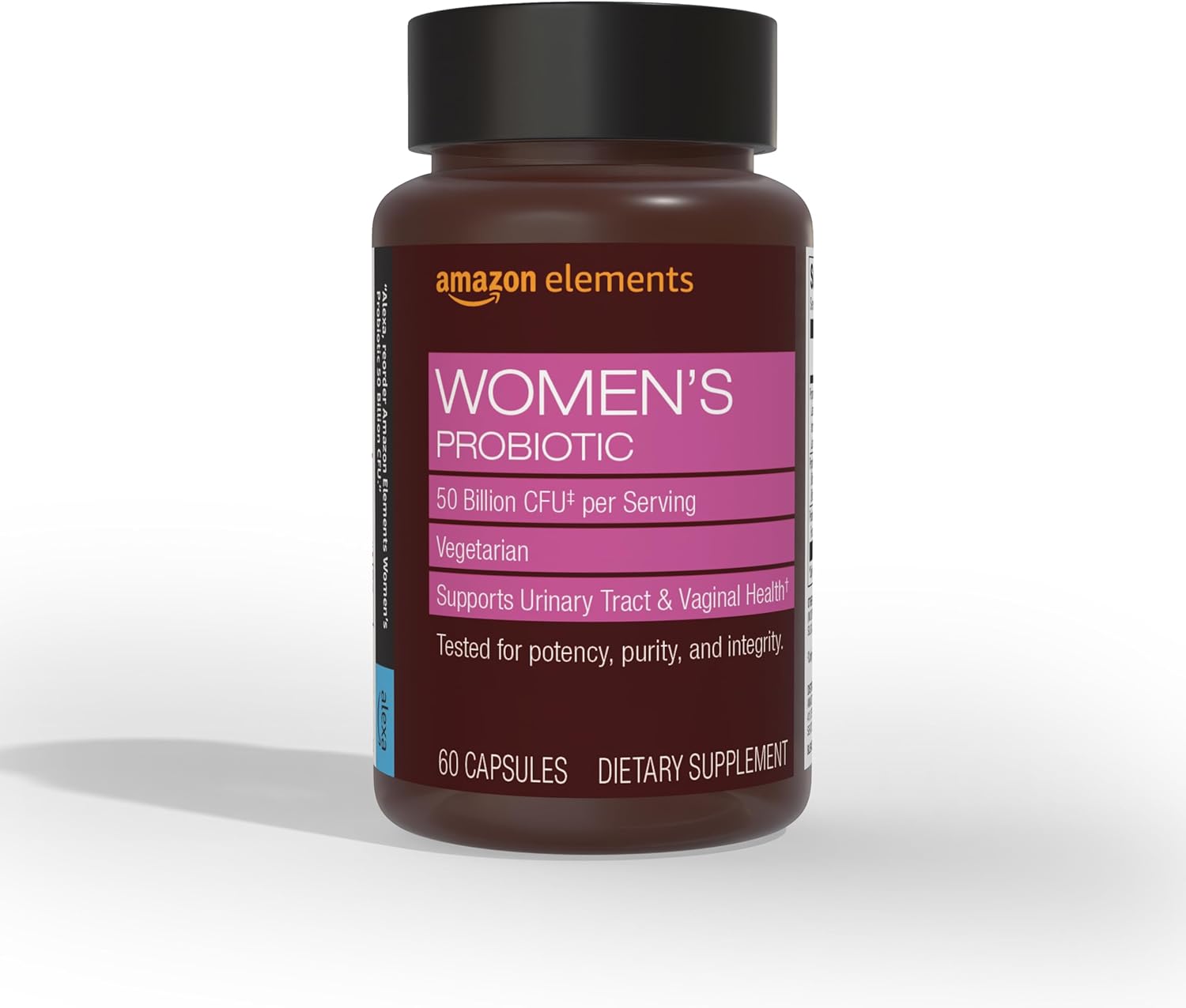 Amazon Elements Women’s Probiotic 50 billion CFU per serving, vegetarian, Supports Urinary Track and Vaginal Health, 60 capsules