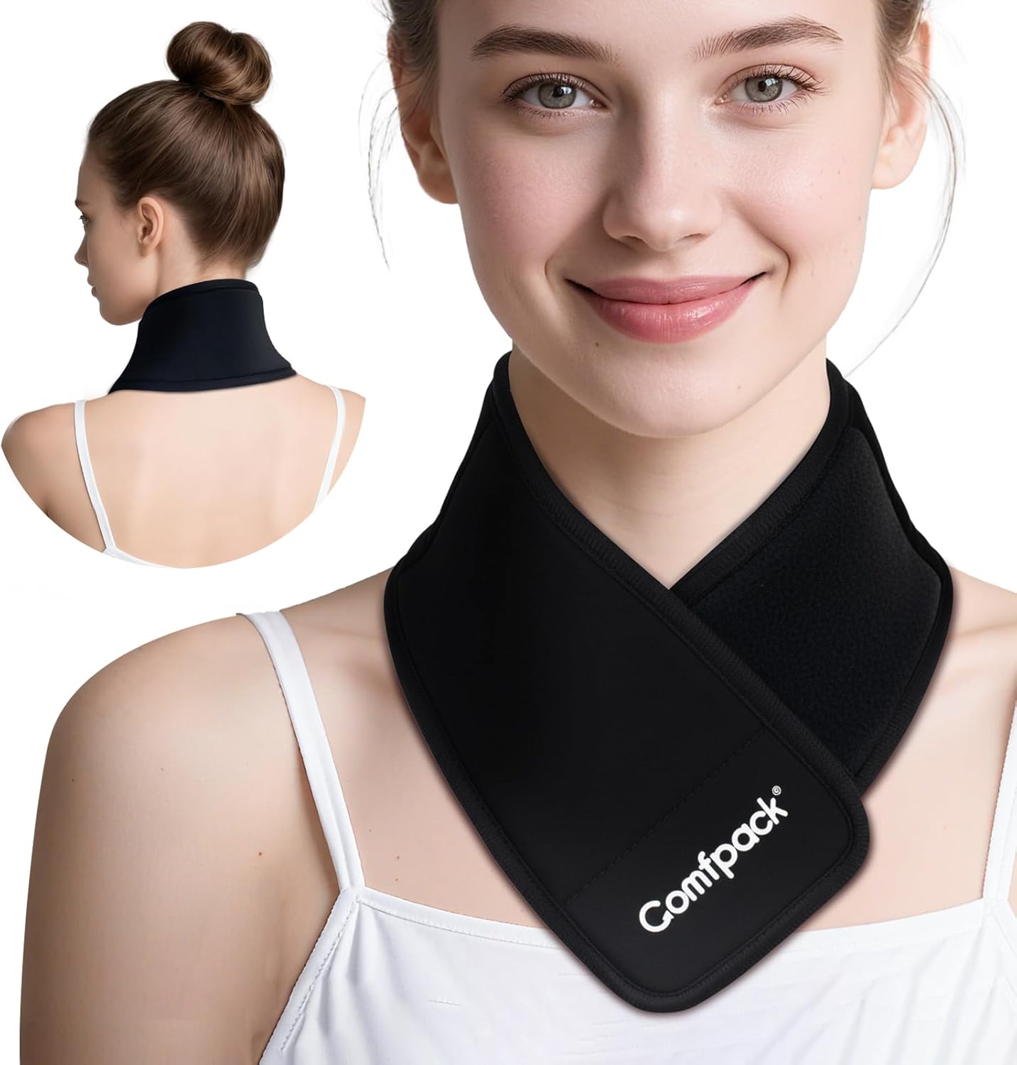 Comfpack Neck Ice Pack Wrap, Cervical Ice Pack, Flexible Gel Ice Pack for Neck, Hot & Cold Compress Ice Pack for Injuries, Sore Neck, Tonsillectomy, Thyroidectomy, Surgery Recovery, Office Pressure