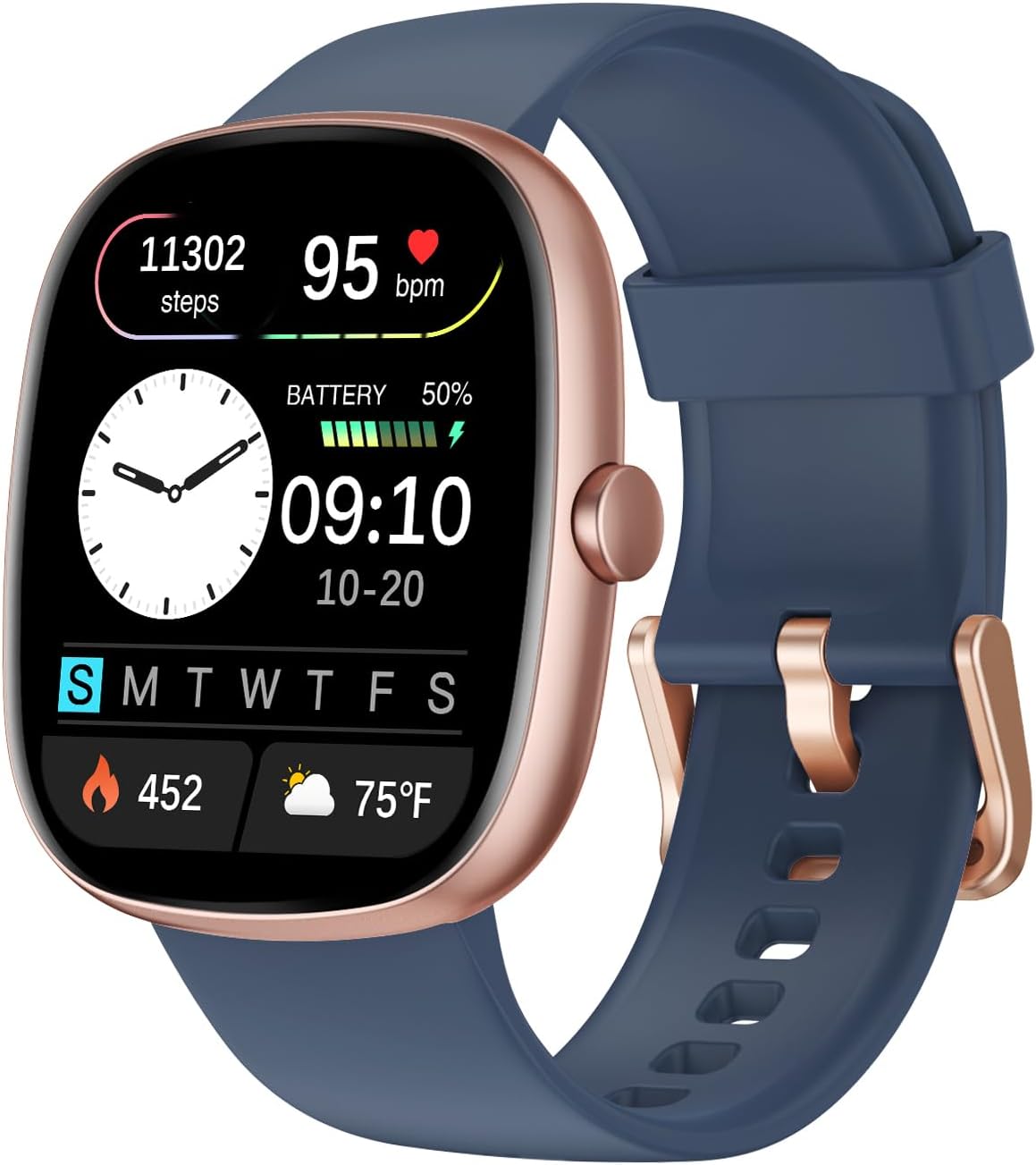 Fitness Tracker with Call Function, 1.85” Fitness Watch for Women and Men, 24/7 Heart Rate & Blood Oxygen Monitor, Sleep Tracker, 100+ Sport Modes, IP68 Waterproof (Blue)