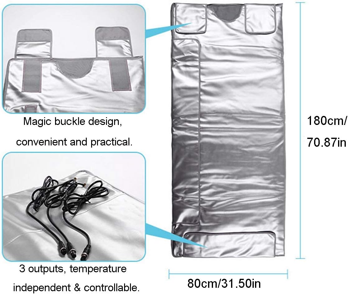 Elitzia Far Infrared Sauna Blanket 3 Independent Heating Zones for Full Body Home Spa Muscle Relaxation 95-176°F Adjustment Easy Clean Waterproof Oxford Fabric 71″x31.5″ ETBO20