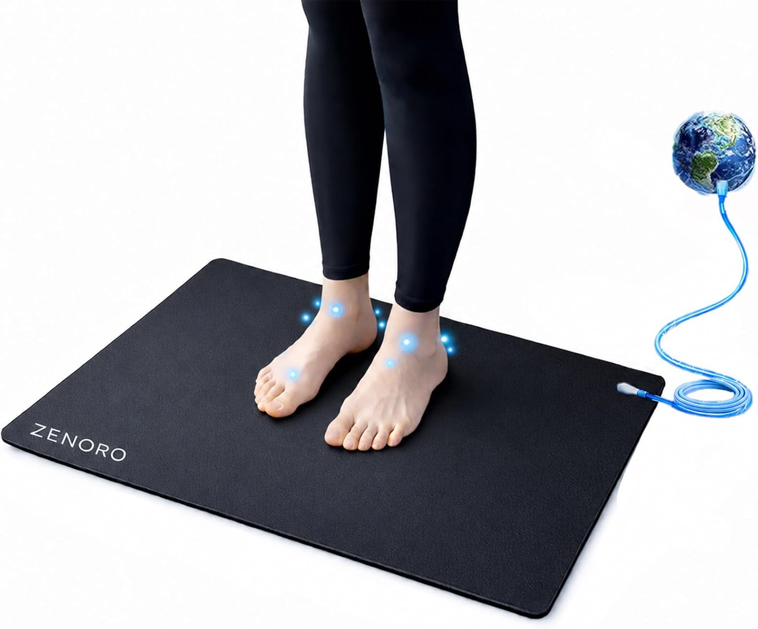 Grounding Mat for Feet, Earthing Grounding Pad Promotes Blood Circulation & Inflammation Relief, Stress Relief & Better Sleep, Conductive Grounding Mat for Desk, Office & Home, Non Slip, 16 x 24 Inch