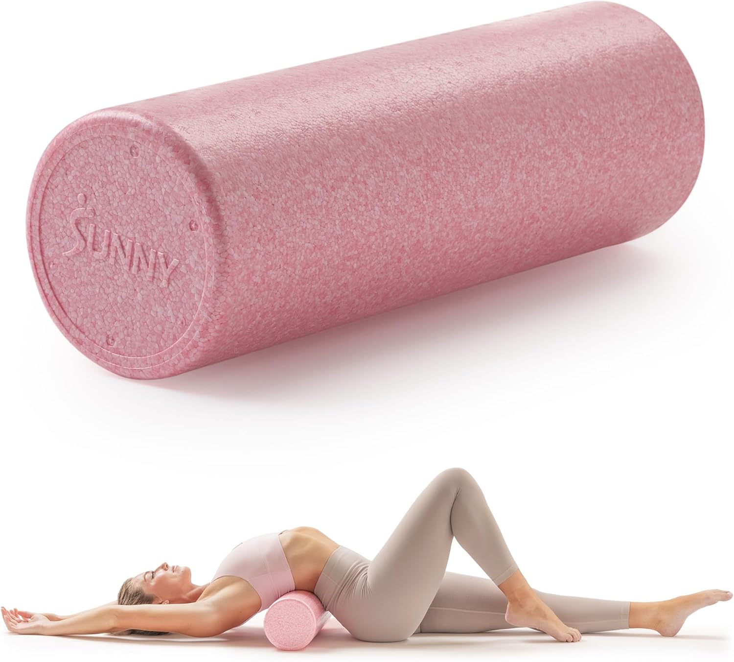 Sunny Health & Fitness High-Density Foam Roller 12″ to 36″, for Stretching & Muscle Recovery – Black, Blue, Pink