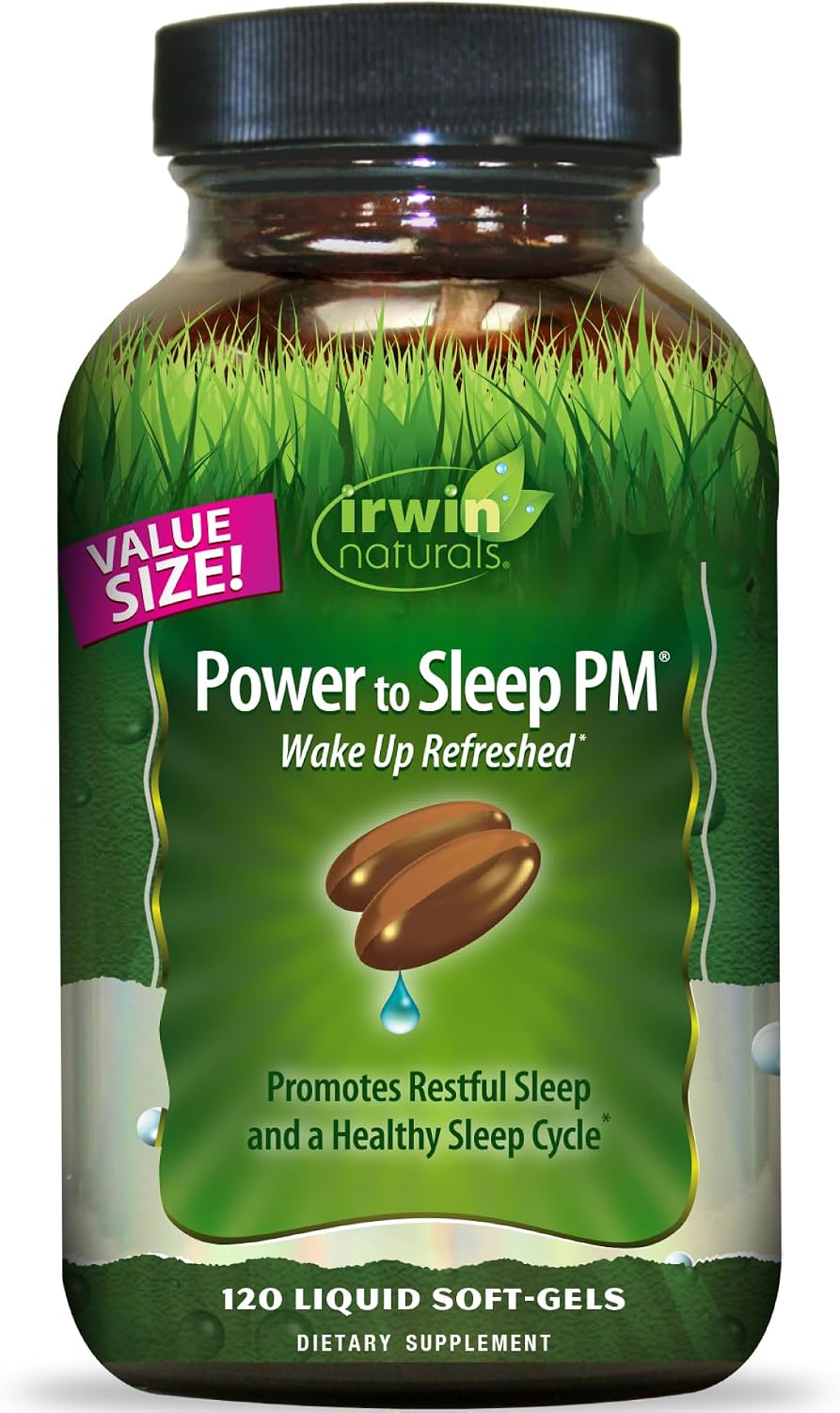 Irwin Naturals Power to Sleep PM – Natural Sleep Aid with Melatonin, Ashwagandha, Valerian, GABA & L-Theanine – Promotes Relaxation, Restful Sleep & Healthy Sleep Cycle – 120 Liquid Soft-Gels