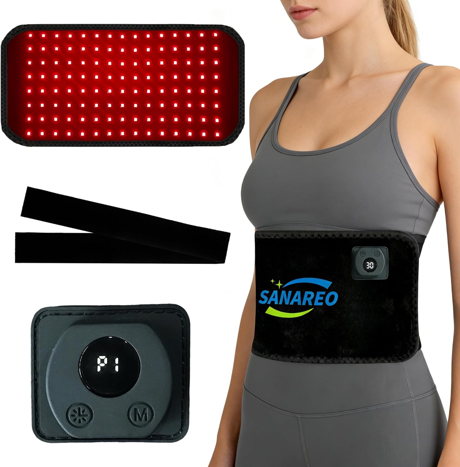 Red Light Therapy Belt, 17.7″×8.2″ 3 in 1 LED Bead Infrared LightTherapy for Body, Wearable Flexible Soft Light Mat for Back Shoulder Waist 660nm&850nm Infrared Light Device