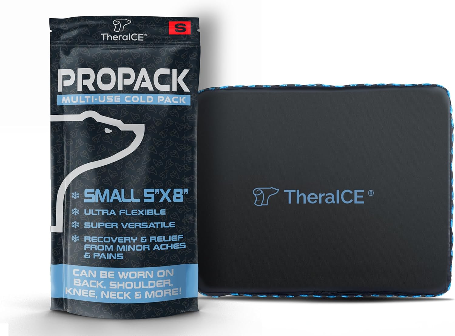 TheraICE PROpack Ice Pack for Injuries, Reusable Soft Multipurpose Cold Gel Ice Pack for Muscular Back Pain, Shoulder, Hip, Knee – Flexible Cold Compress Wrap for Minor Aches & Pains – 5 x 8