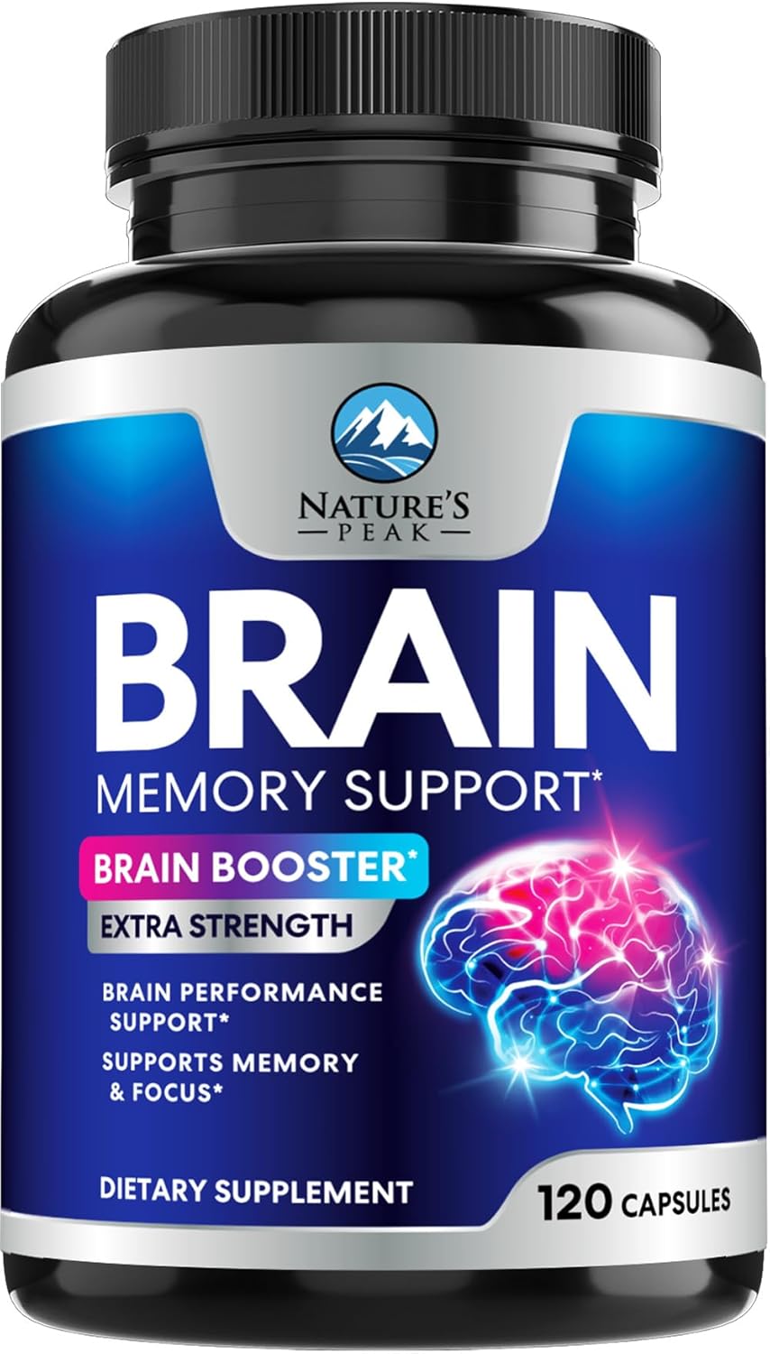 Brain Memory Supplement Pills – 3X Strength Nootropics for Concentration, Clarity & Focus Support – Brain Health Cognitive Vitamins with Bacopa, Phosphatidylserine & DMAE, Brain Booster, 120 Capsules