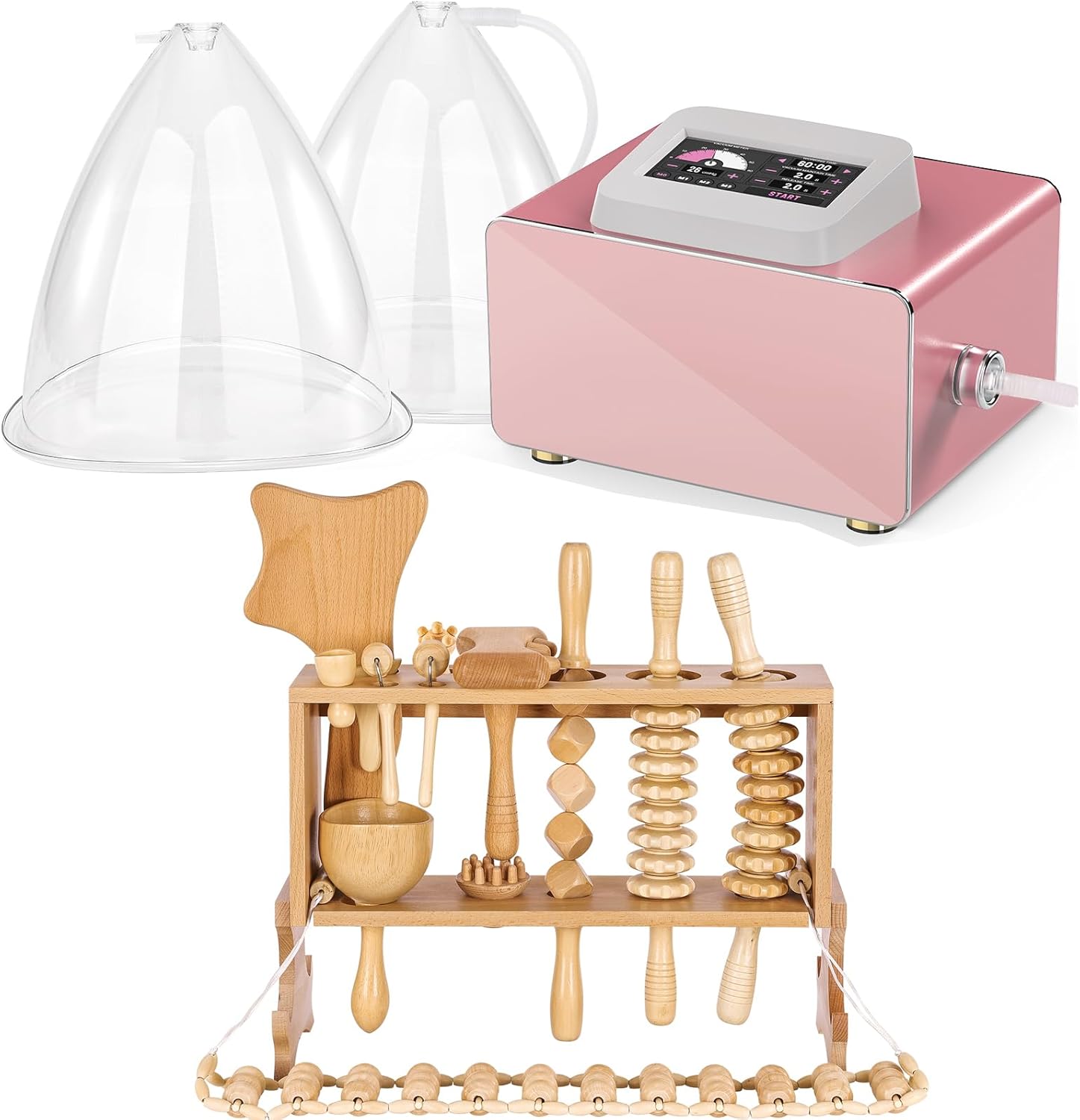 Meifuly Vacuum Therapy Machine with 24 Cups(Include 1500, 1800, 2100ML Large Cups), 13 in 1 Wood Therapy Massage Tools