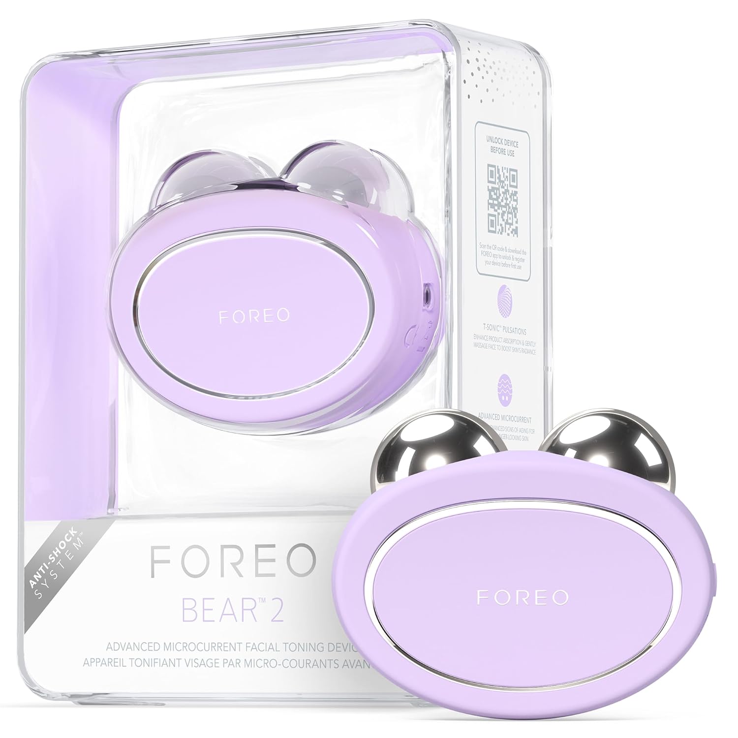 FOREO Bear 2 Advanced Toning Microcurrent Facial Device – Face Sculpting Tool – Firm & Contour – Non-Invasive – Increases Skin Care Absorption – Lavender