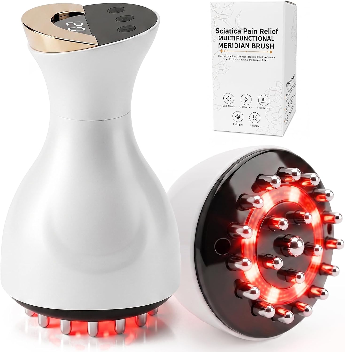 Sciatica Pain Relief Devices Deep Tissue Massager with Multi-Mode Technology, Heat & Light, Targeted Relief for Sciatic Nerve & Lower Back Pain