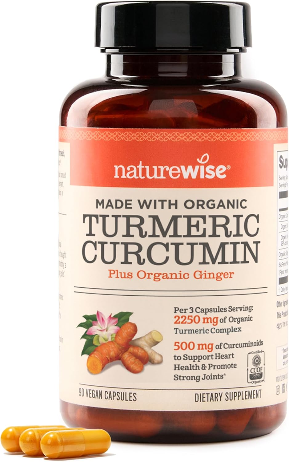 NatureWise Curcumin Turmeric 2250mg – Advanced Absorption from 95% Curcuminoids & BioPerine Black Pepper Extract – Daily Joint and Immune Health Support – Vegan, 90 Count[30-Day Supply]