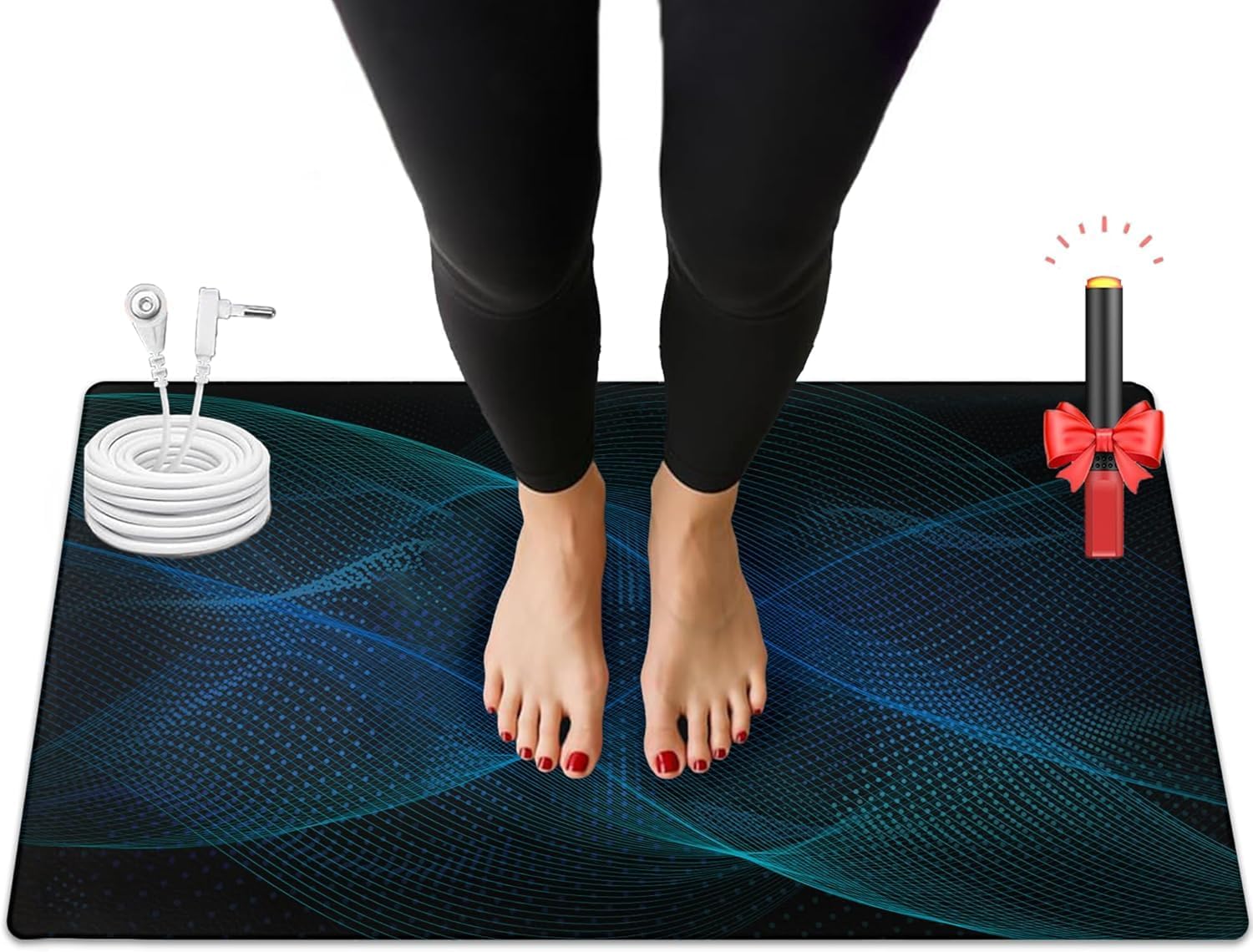 Grounding Mat for Bed,Grounding Pad for Stress, Pain, Inflammation& Wellness Support,Indoor Grounding Mat at Home,Office. 15Ft Cord & Extra Conductive Test Pen Included.(26.8x10inch)