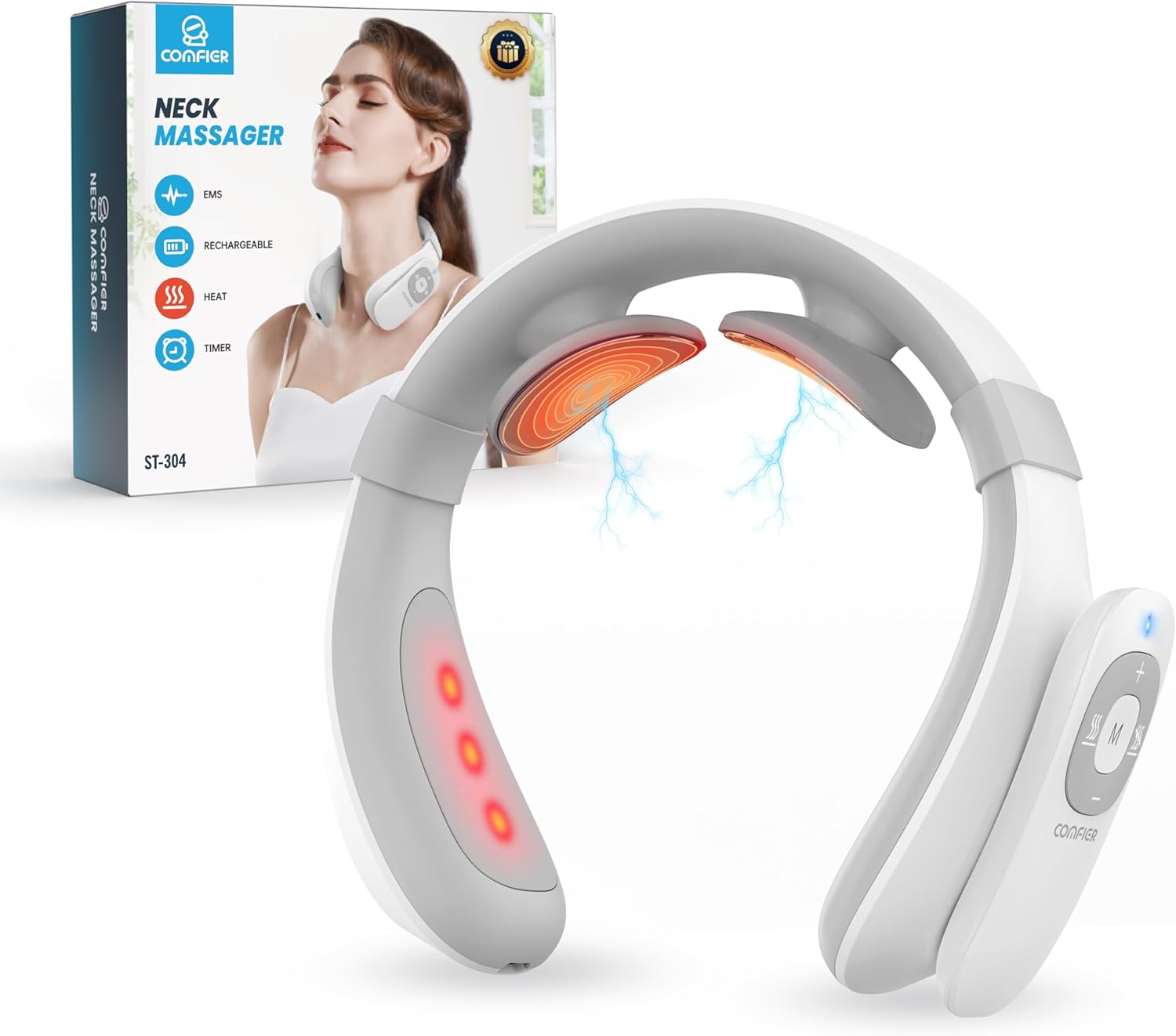 COMFIER FSA Eligible Cordless Neck Massager for Pain Relief Deep Tissue, Vibration Travel Massager,Portable HSA Neck Massager for Office, Mothers Day Gift