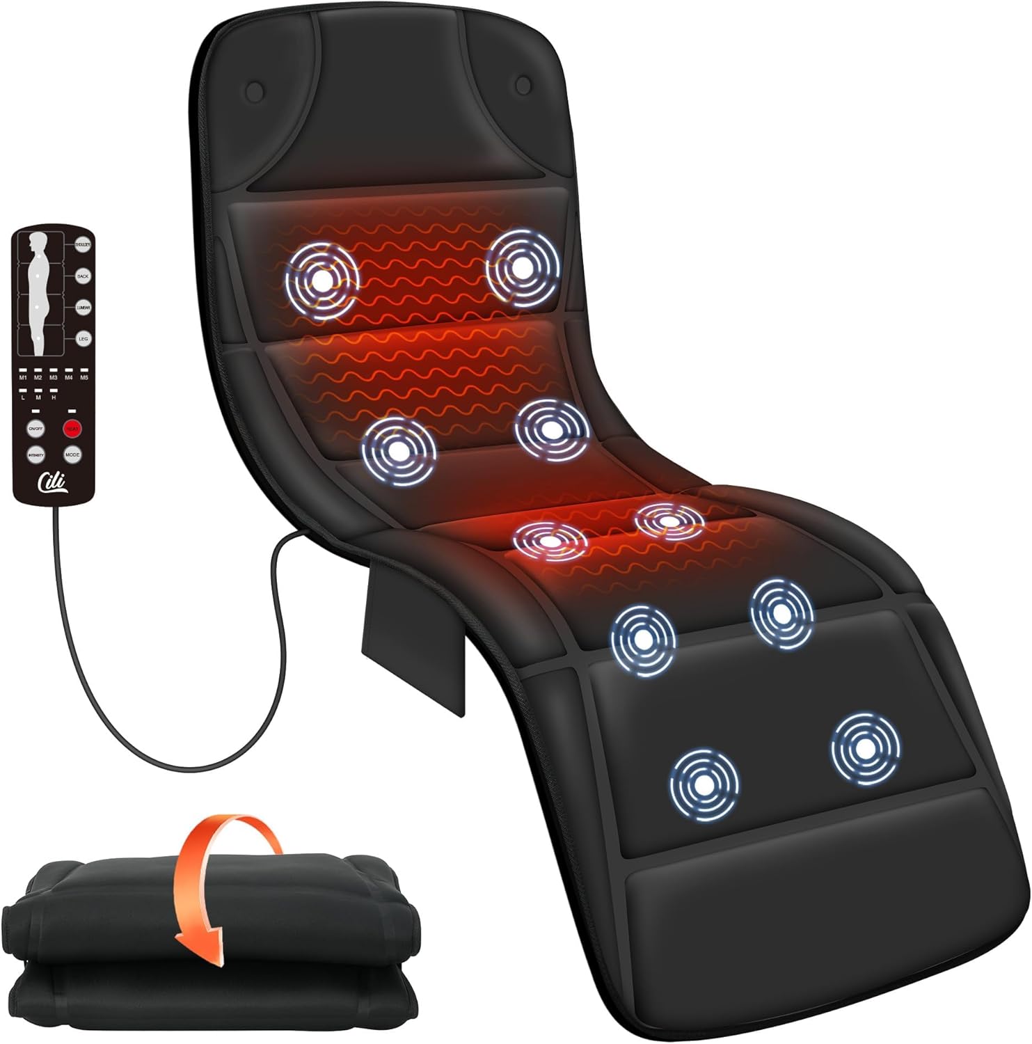CILI Full Body Massage Mat with Heat, Upgrade Graphene Heating Vibration Back Massage Pad, Full Body Massager for Bed Chair Sofa, Massage Mattress Pad, Father‘s Day Gift for Dad