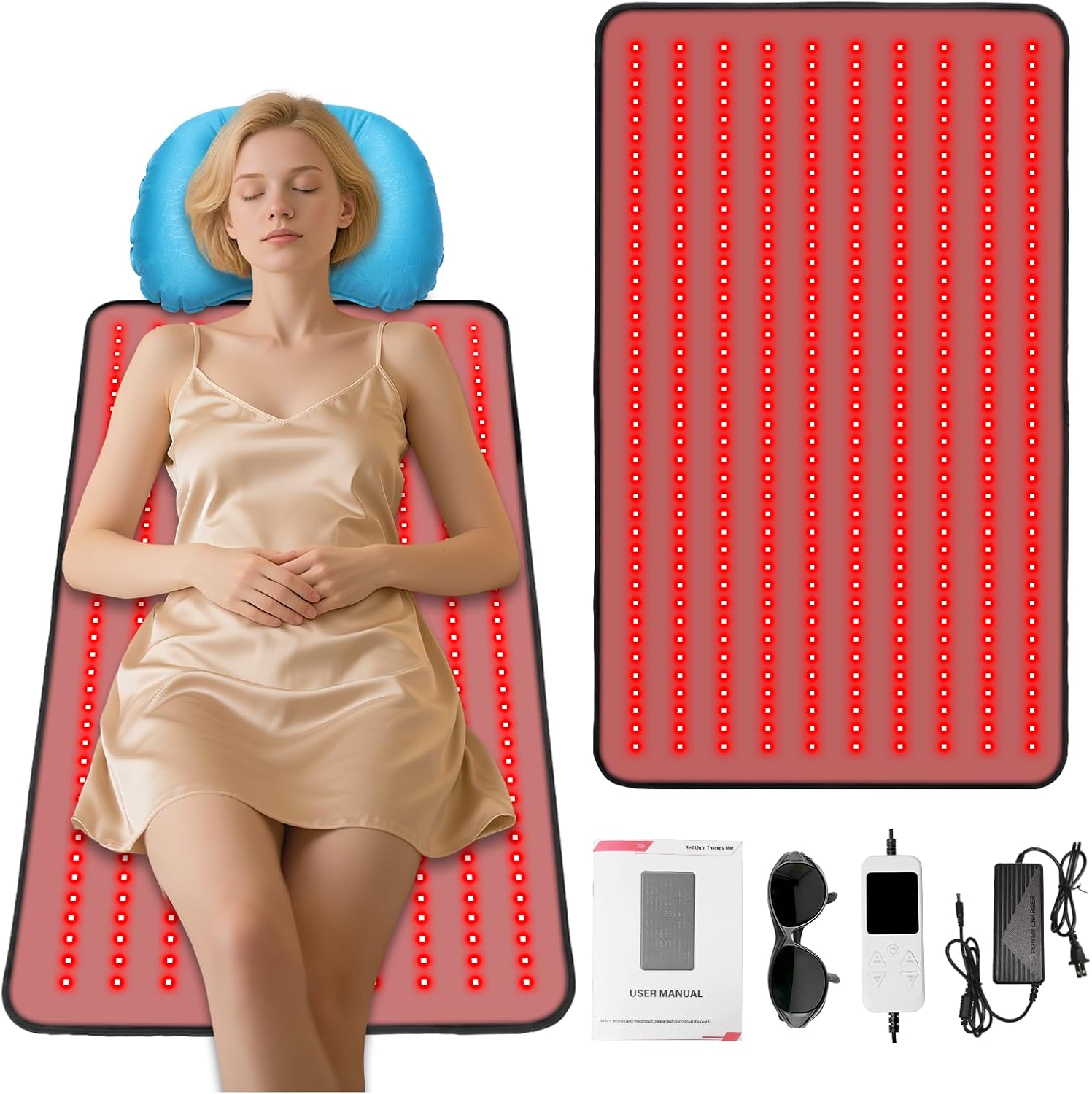 Red Light Therapy Mat for Body, Infrared Light Therapy with 660nm & 850nm LEDs, Light Therapy Blanket for Back & Joint Comfort