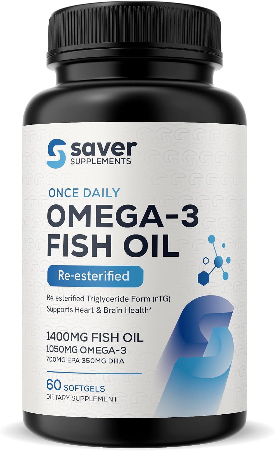 Omega 3 Fish Oil 1400 mg for Women & Men, 60 Softgels | Re-esterified Triglyceride Form (rTG), High EPA & DHA