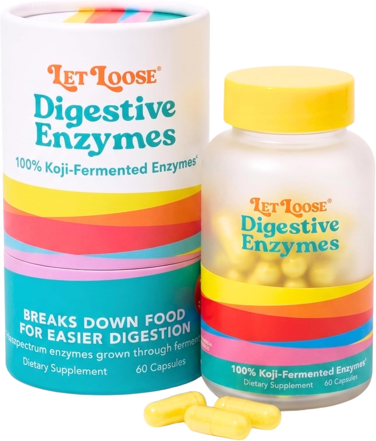 Koji Digestive Enzymes – Supplement for Bloating Relief for Women & Men, Nutrient Absorption & Gut Health Support, Breaks Down Protein, Carbs & Fats, 60 Capsules (30-Day Supply)