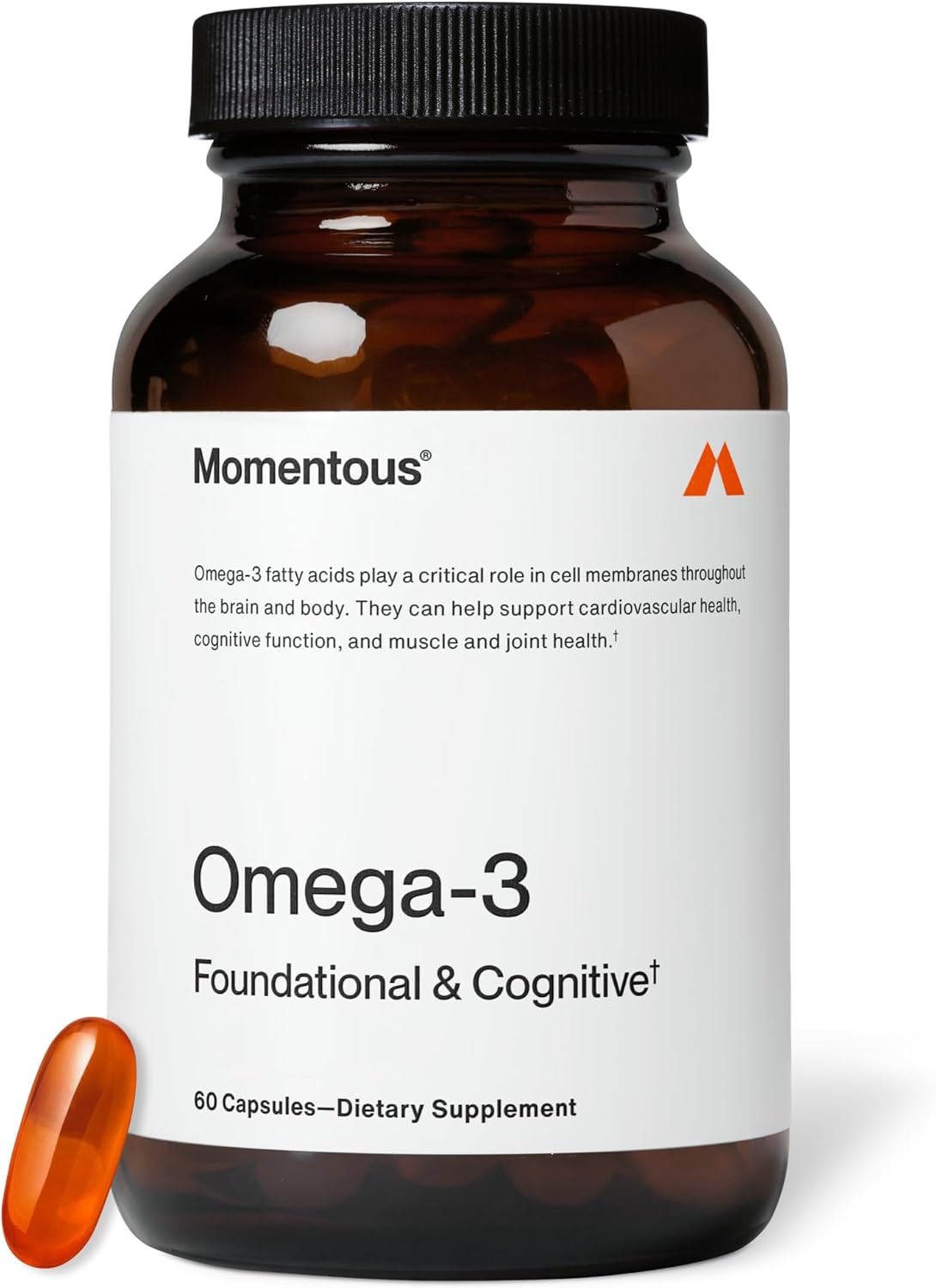 Momentous Omega-3 Fish Oil – High-Potency EPA & DHA Supplement for Men & Women – Supports Heart, Joint, & Brain Health – NSF Certified for Sport – Non-GMO – Gluten-Free – 1,600 mg – 30 Servings