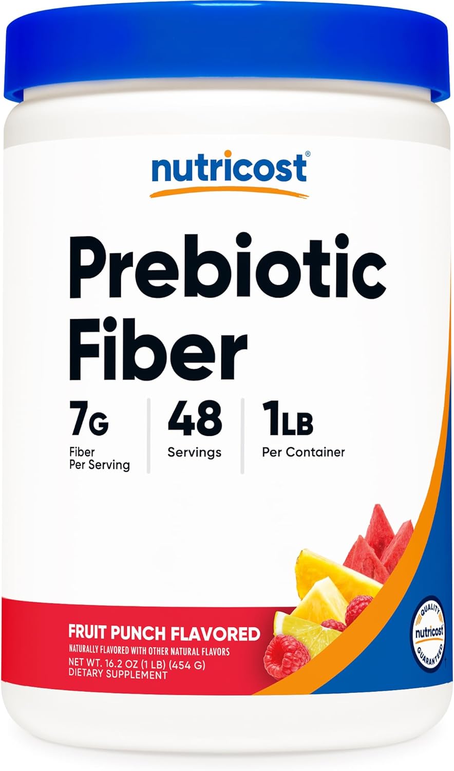 Nutricost Prebiotic Fiber Fruit Punch Flavored (1 Pound) – Vegan, Gluten-Free, GMO-Free