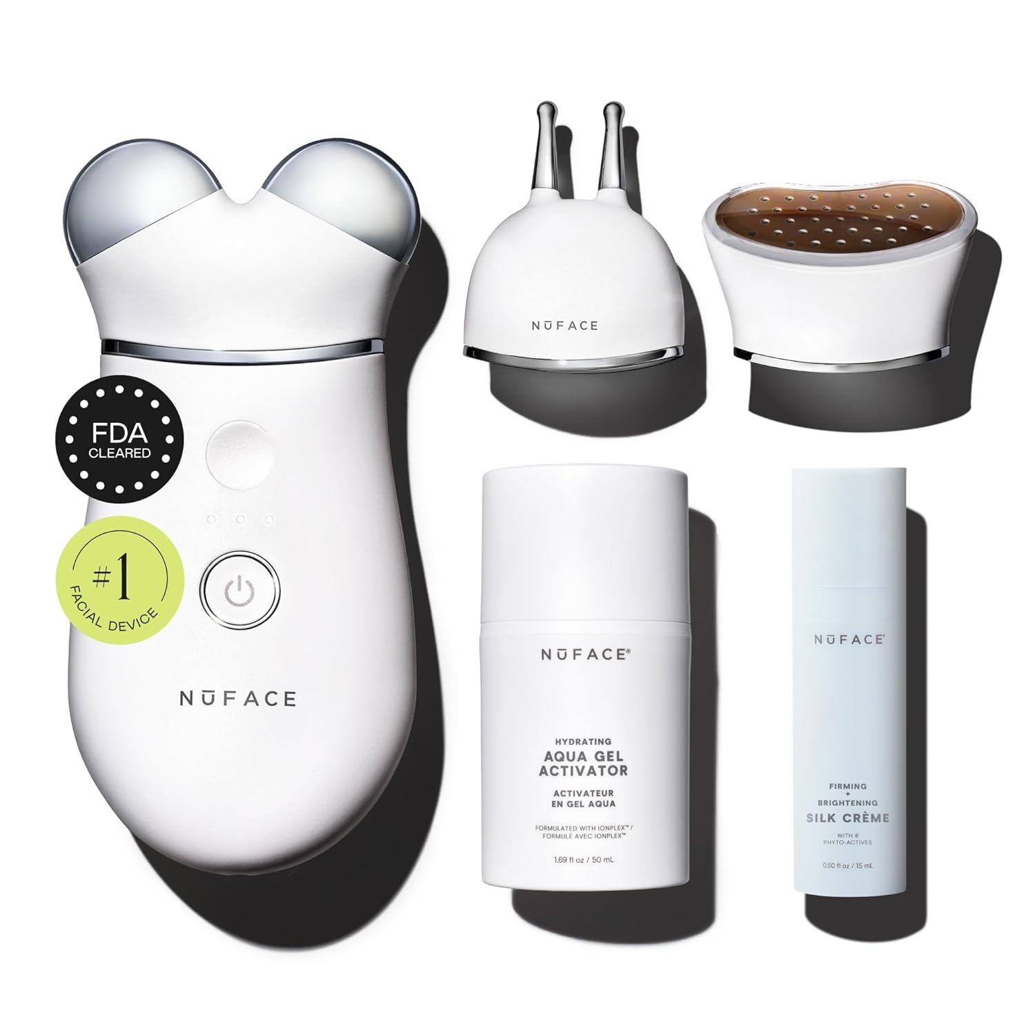 NUFACE Trinity+ Facial Massager – Face Firming & Toning Device for Lines & Wrinkles Treatment – FDA-Cleared Wrinkle Reducer + Lip & Eye Attachment + Aqua Gel Activator – 3 Frequency Microcurrent