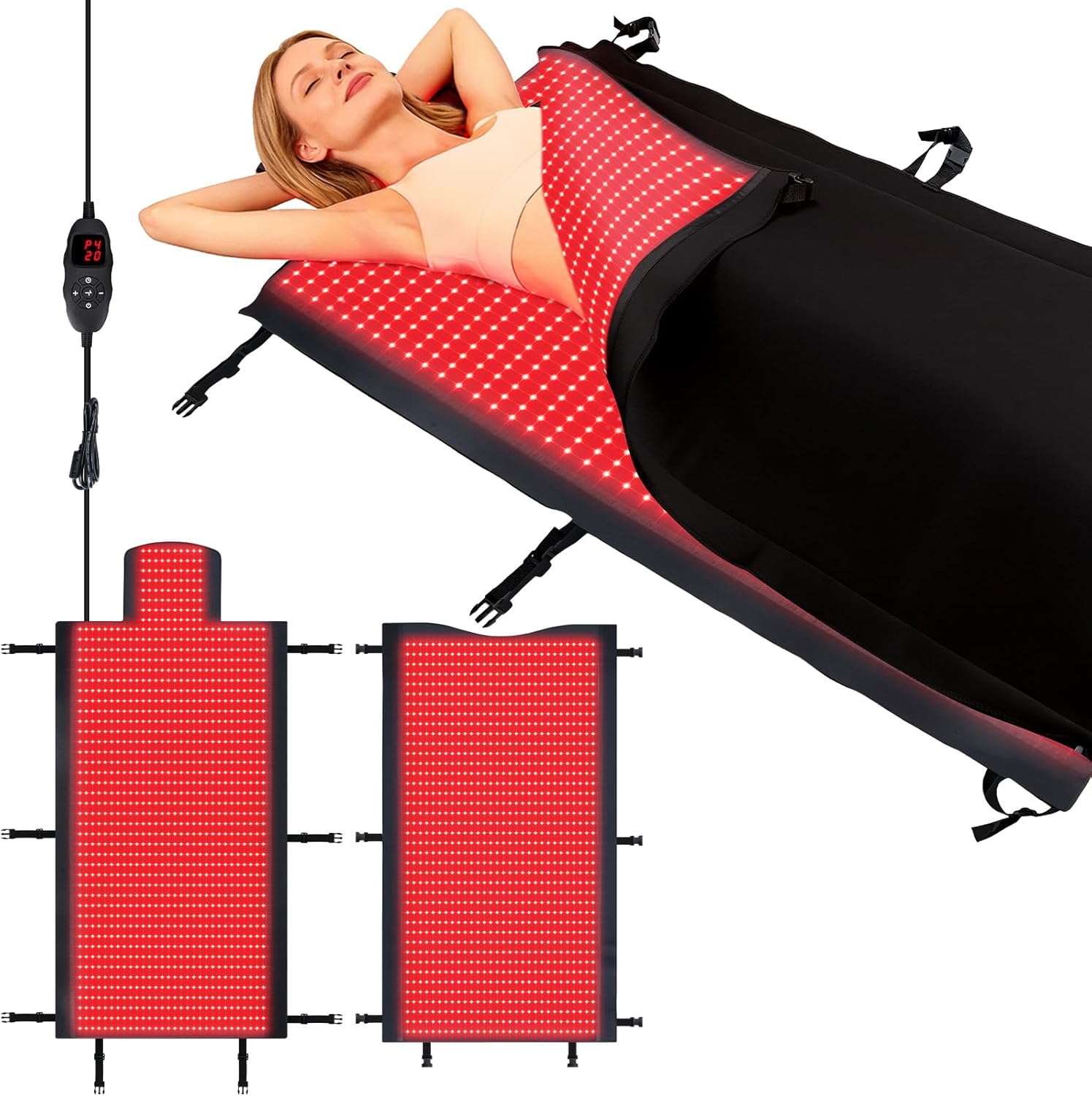 LITDUCK Body Red Light Therapy Mat, Eligible Red Light Therapy Blanket, 2in1 LEDs(660nm& 850nm), Premium Leather, Adjustable Timer & Intensity, 74.6” x 33.3” 2570 LEDs