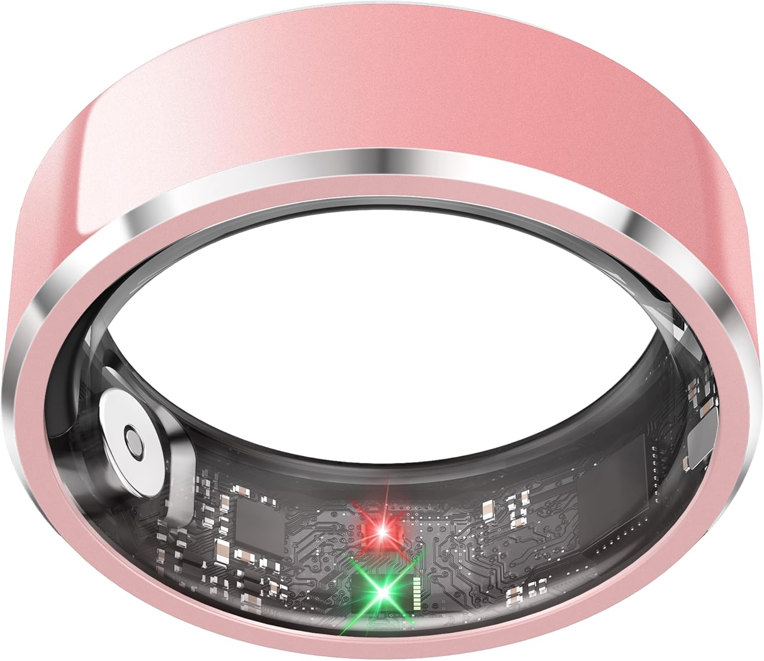 Smart Ring for Women,Fitness & Activity Tracker with Blood Pressure/Heart Rate Monitor, Sleep Tracker, Step Counter, IP68 Waterproof Ring for iOS & Android, Fast Charge, No Subscription (Pink,Size8)