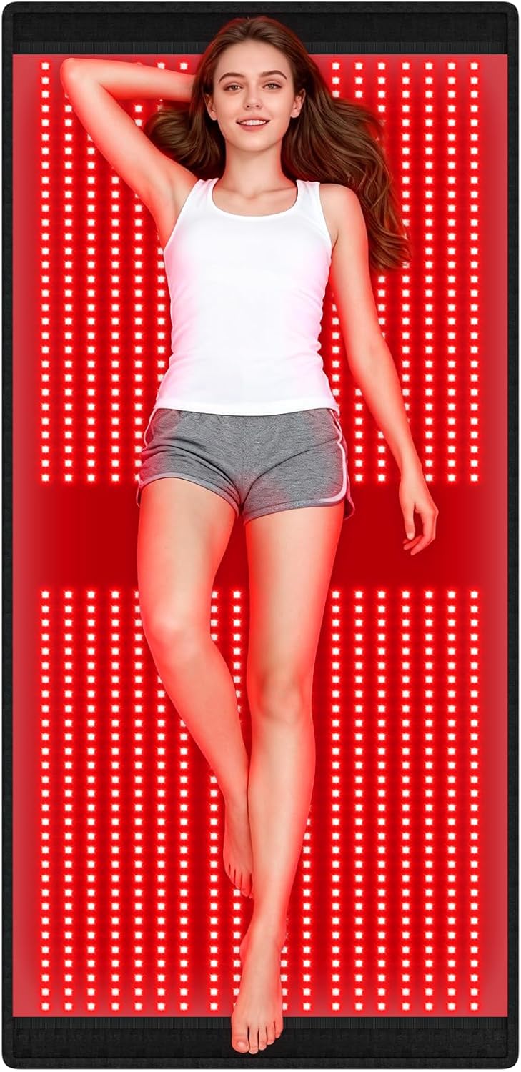 Red-Light Therapy Mat for Full Body: 67”X33” Infrared Blanket – 660nm & 850nm Dual Wavelength with 1140pcs LEDs Pad Wrap Back Hip Knee Legs for Women for Home Use
