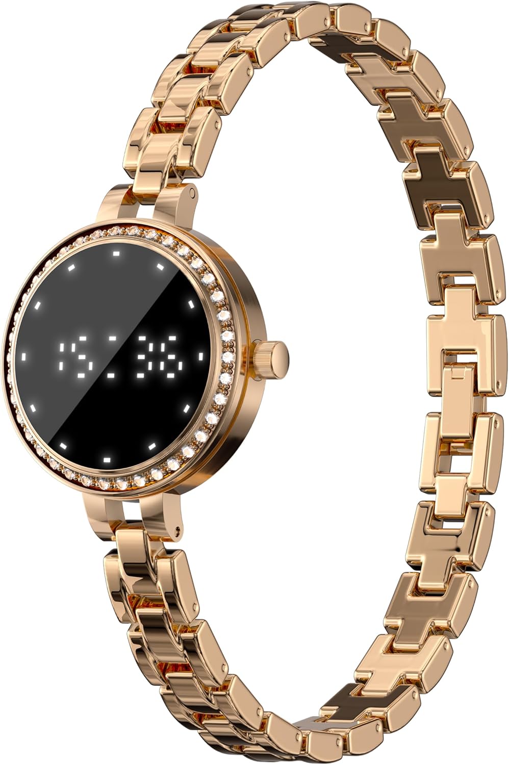 Smart Bracelet Smart Gold Watches for Women Elegant Round Jewelry Fitness Tracker with Heart Rate Monitor Sleep Tracker Step Counter Waterproof Slim Smartwatch with Notifications for IOS & Android