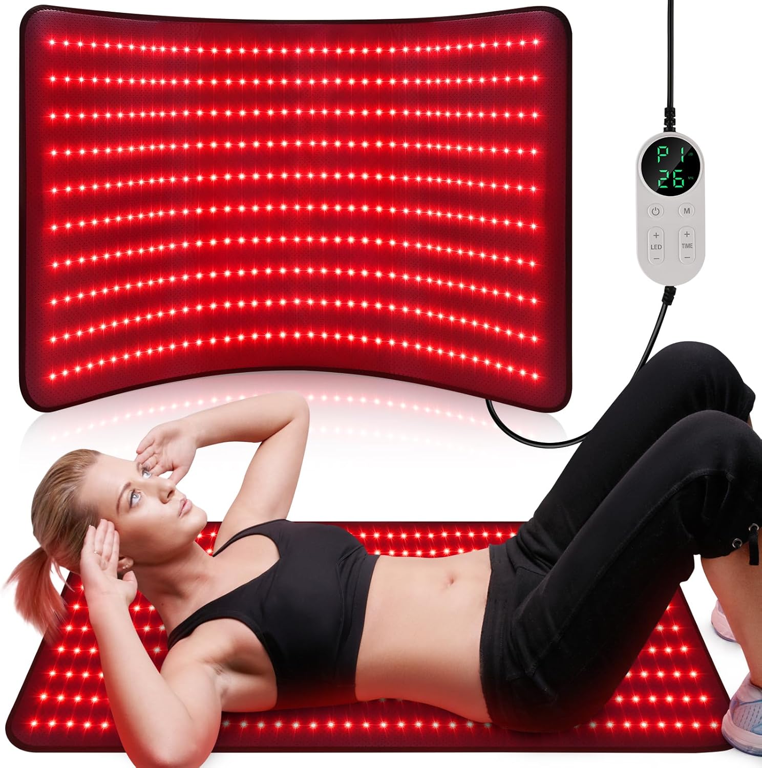 Pedete Red Light Mat for Body, 39’’×24’’ Large Infrared Light Pad with Timer Remote Control, 660nm 850nm Home Office Daily Use on Back Shoulder Knee Leg & Pets (with Storage Bag)