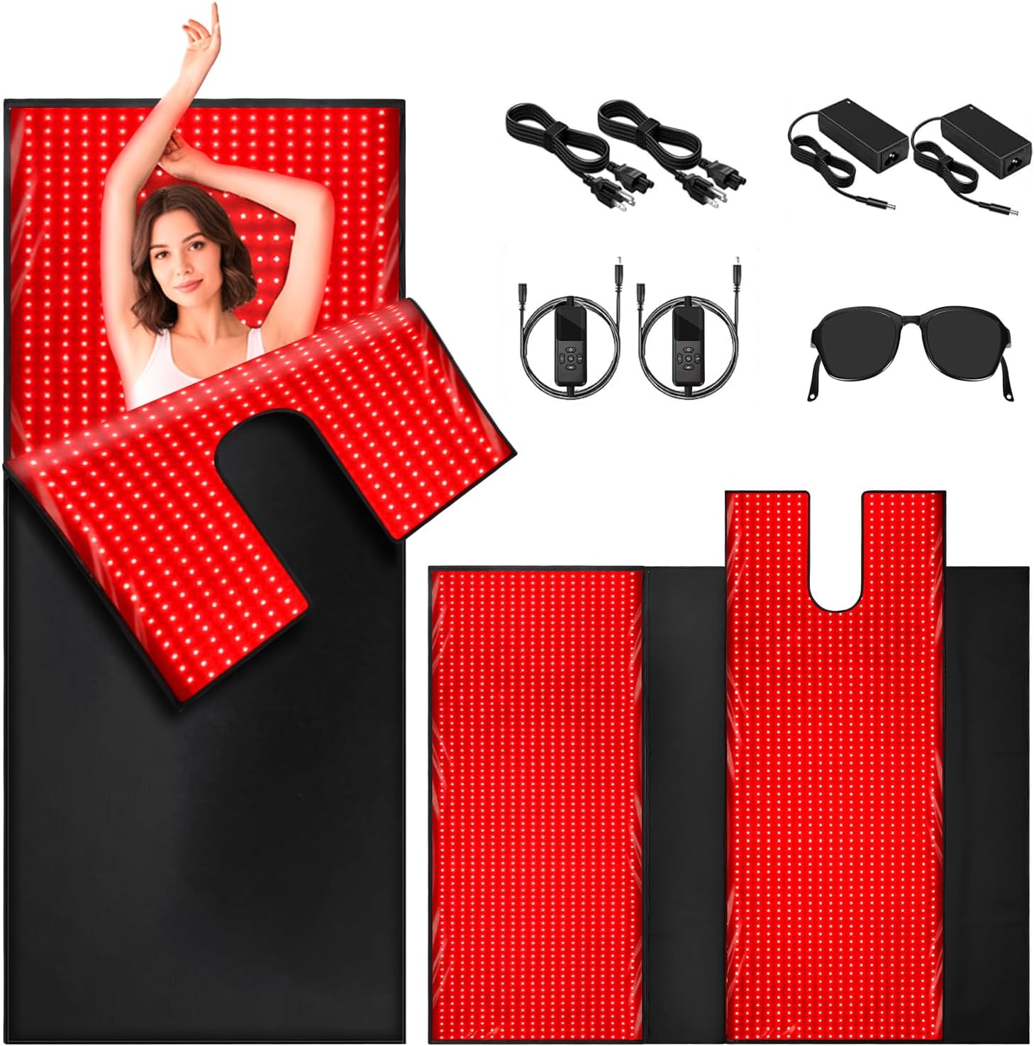 lawind Red Light Therapy Mat for Full Body, 88″x83″ Red Therapy Blanket with 2632 3-in-1 Chip LEDs, 660nm & 850nm Dual Wavelength Infrared Red Light Therapy for Better Sleep & Relaxation
