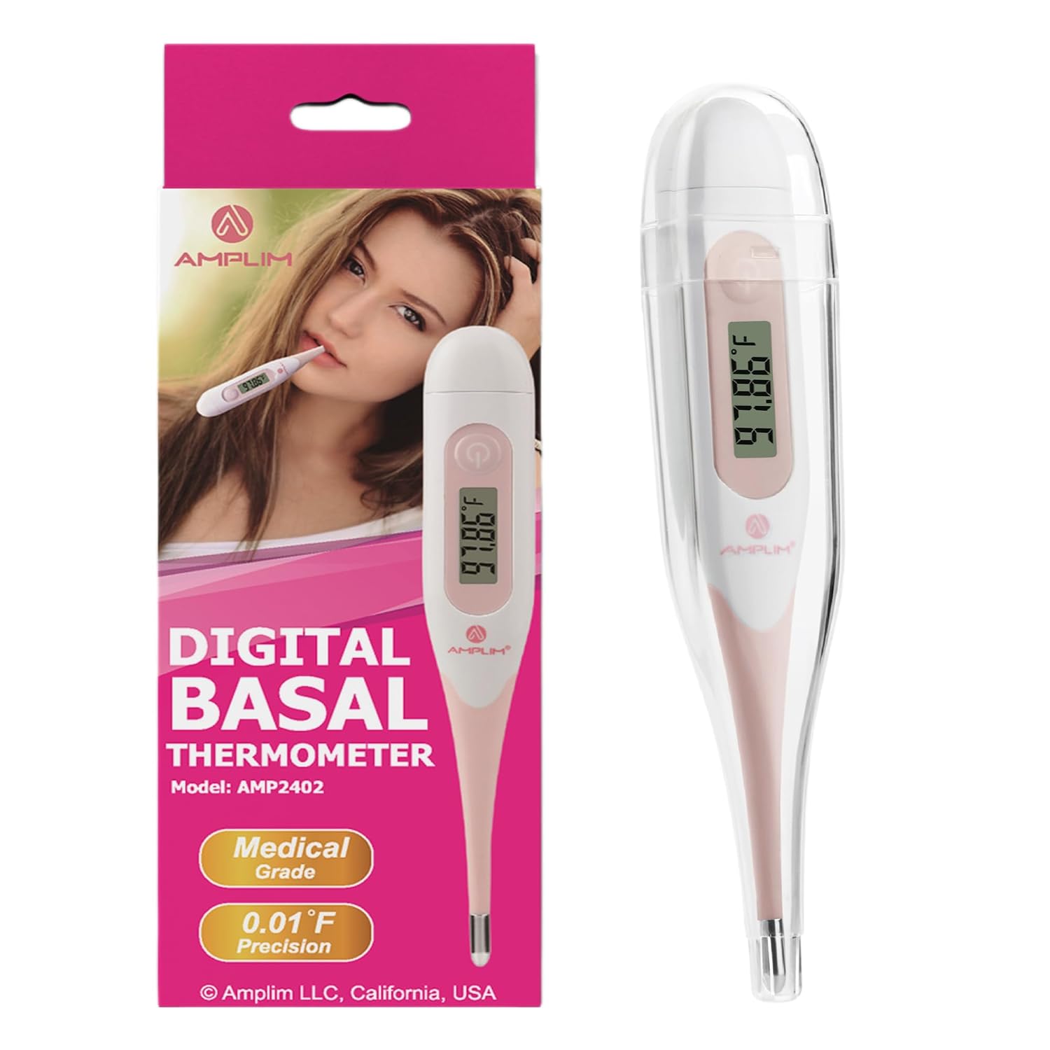 Digital Basal Thermometer, Medical Grade Accurate BBT for Ovulation Tracking, 1/100th Degree High Precision Fertility Prediction, 60-Sec Read, Memory Recall, Flexible Waterproof Tip