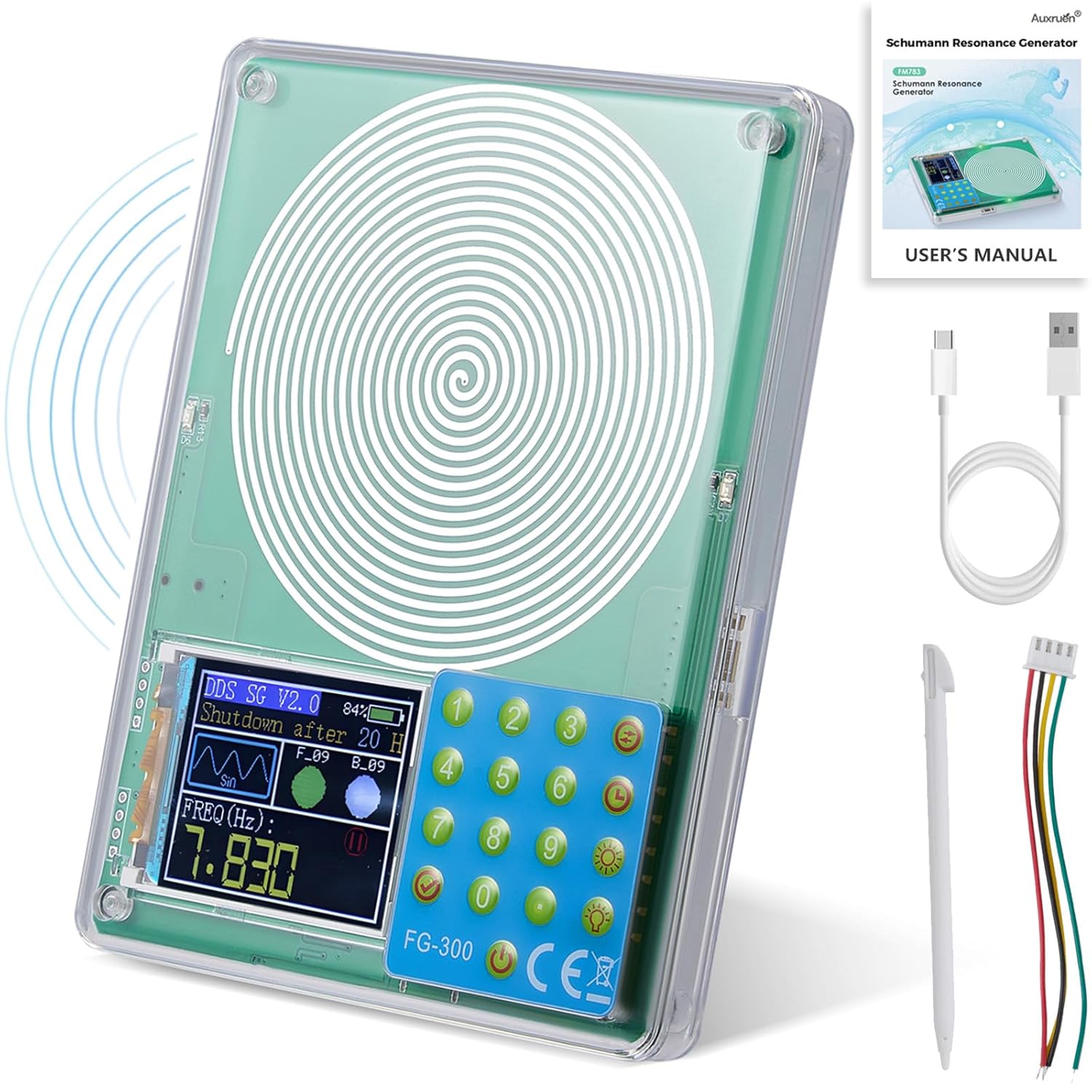 Schumann Resonance Generator, Rechargeable 7.83Hz Frequency Generator for Healing, 13 Waveform Modes 0.001Hz-200KHz Adjustable Frequency Schumann Sine Wave Generator, Frequency Healing Device