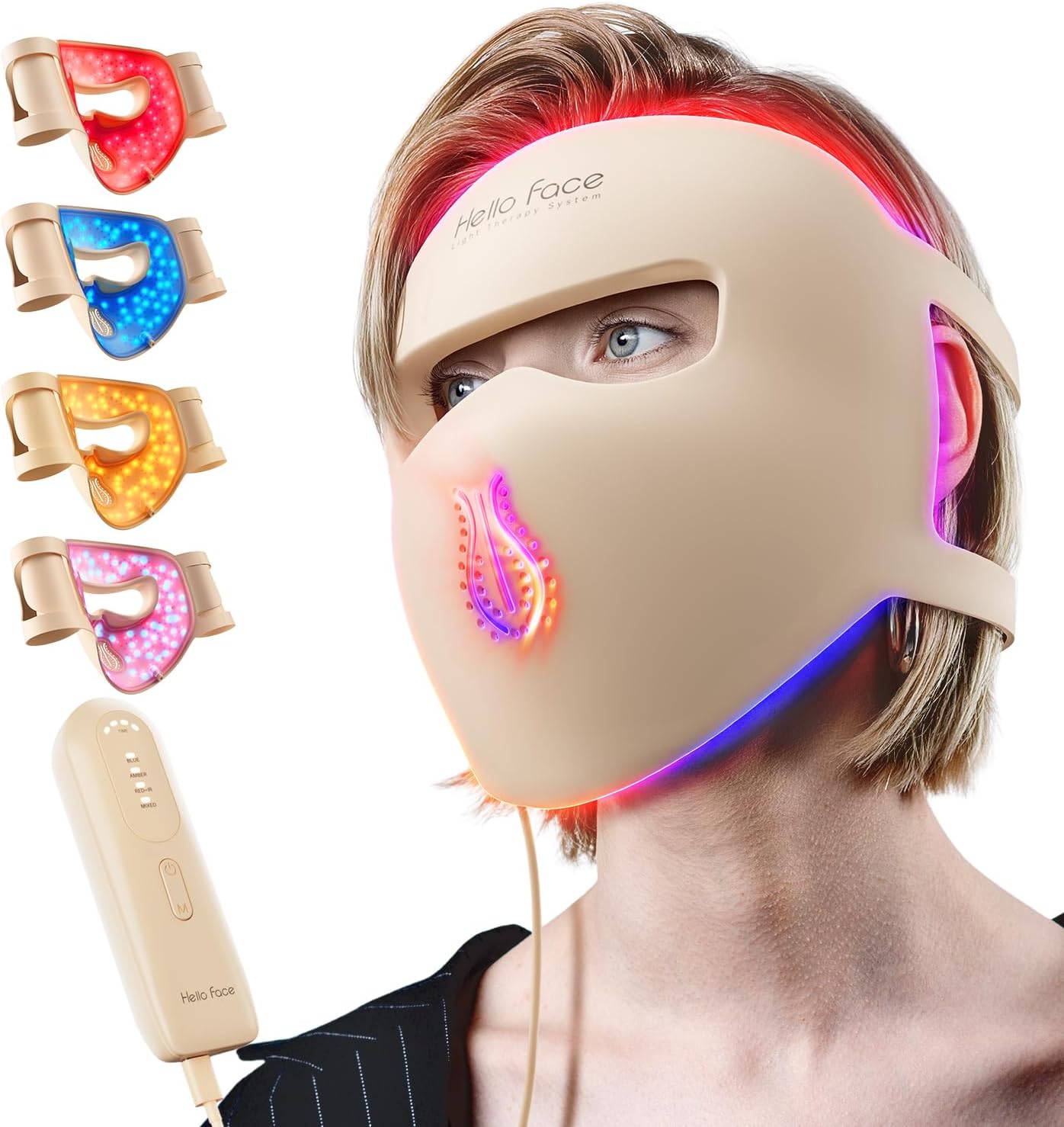 4D Red Light Therapy Mask for Face, 311 LEDs 850nm Infrared Long Light Waves Led Face Mask Light Therapy for Photons Tech, Silicone Skin Improvement for Women with Rechargeable Remote