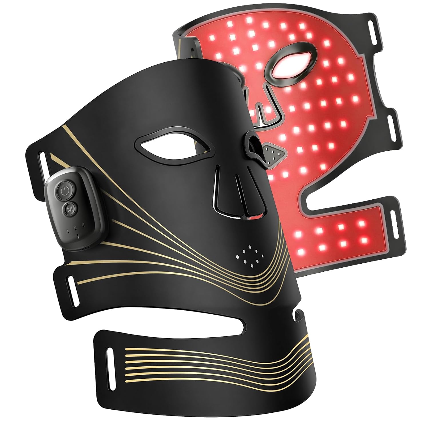 Red Light Therapy Mask for Face, FDA Cleared LED Face Mask Light Therapy for Wrinkles & Acne, Wireless 4 Modes, Anti Aging Device for Smoother, Clearer Skin with 660nm 850nm Infrared (Black)