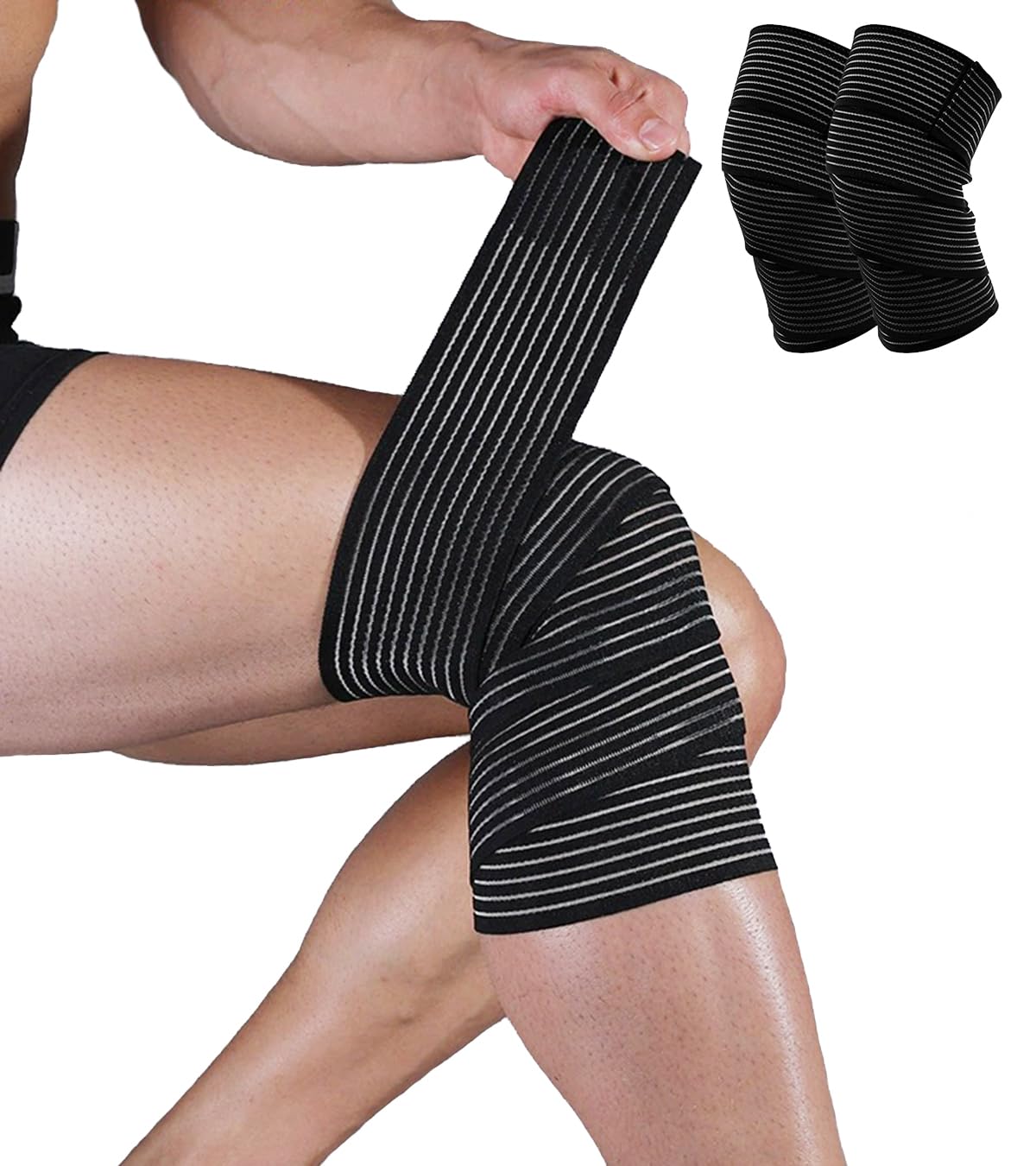 2 Pack Knee Wraps for Pain Relief, Knee Wrap Knee Compression Sleeve Knee Sleeves for Men Women Compression Knee Brace, Knee Brace for Arthritis Pain and Support, Knee Band for Knee Pain Relief