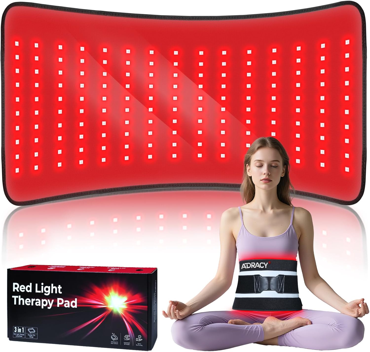 2026 Upgraded Red Light Therapy Pad for Body,Red Light Therapy Belt with Timer, 24″ x 12″ Near Light Mat 660nm&850nm Infrared Light Therapy Wrap for Shoulder Muscle Back Pain(Black)