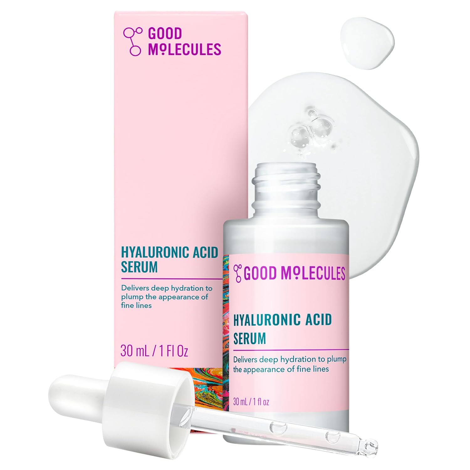 Good Molecules Hyaluronic Acid Serum – 1% Hyaluronic Acid Non-greasy Ultra Hydrating Serum, Facial Moisturizer for Plumper Skin, Skin Care for Face