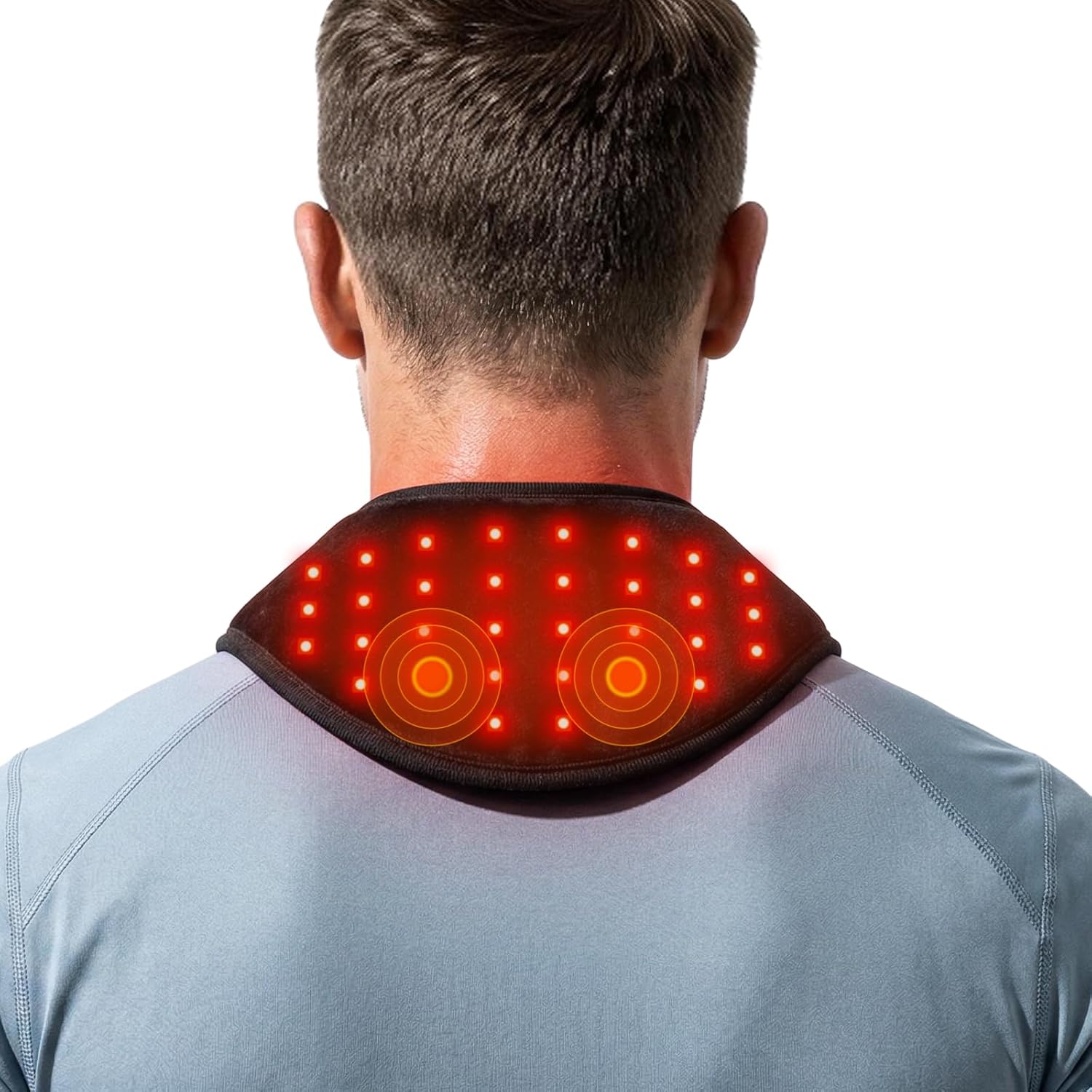 Red Light Therapy for Neck, Cordless Neck Heating Pad with Vibration for Pain Relief, 3000mAh Rechargeable Portable Neck Massager, 660nm & 850nm