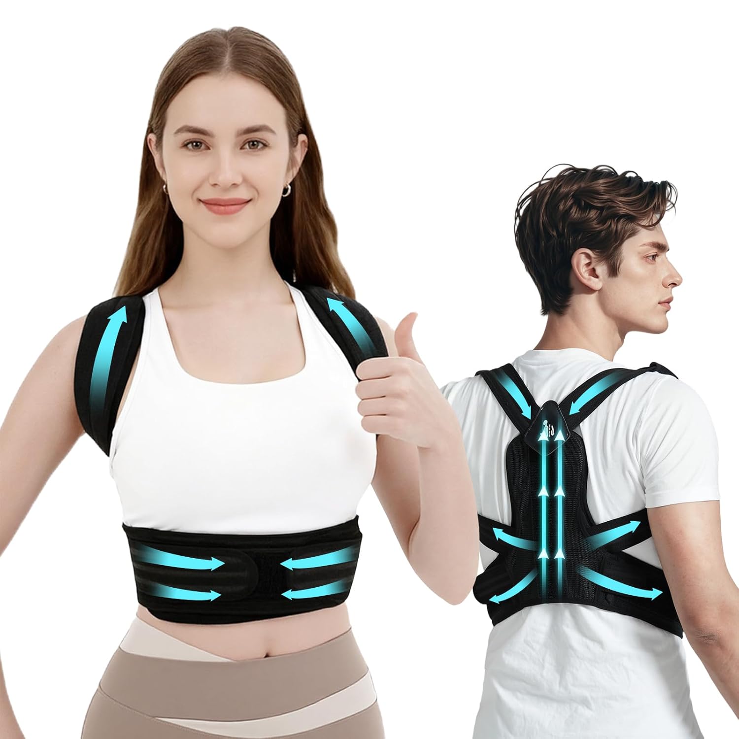 Posture Corrector Back Brace for Women and Men, Shoulder Straightener, Adjustable Back Support Brace, Back Pain Relief – Slouching, Scoliosis, Hunchback, Hump, Thoracic, Spine Alignment – with Adjustable Shoulder Straps, Posture Support. Posture Corrector Back Brace – M (Underbust 28”-34”)