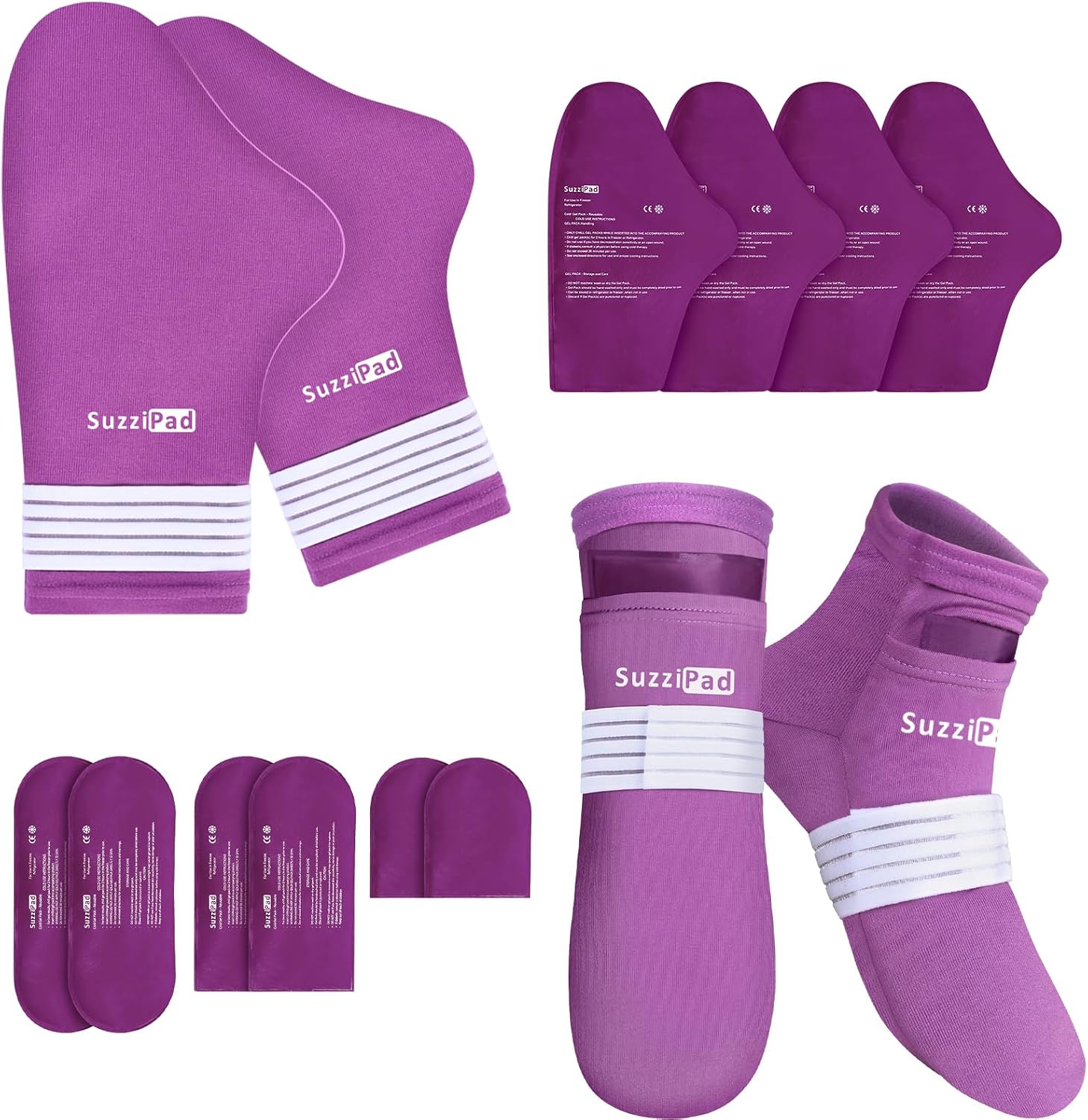 SuzziPad Foot Ice Pack Cold Socks & Gloves for Chemotherapy, Comfort Items for Chemo, Soothing for Feet, Cooling Therapy for Hand, L, Purple