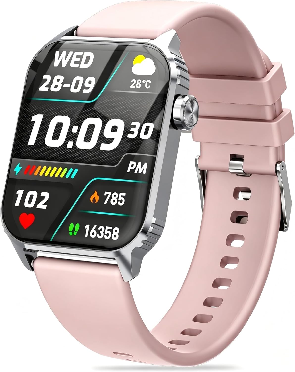 TRAUSI Touchscreen Smartwatch with Bluetooth Call, 100 Modes and Sleep Notifications, Waterproof Watch for iPhone Pink