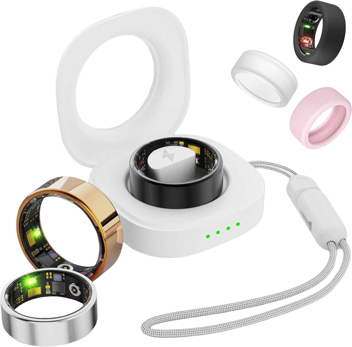 Smart Ring for Women Men, Health Fitness Tracker Rings, IP68 Waterproof, Long Lasting Batteries Sleep Ring with Charging Case and Protector, Remote Photography, No App Fees (Black, 10#)
