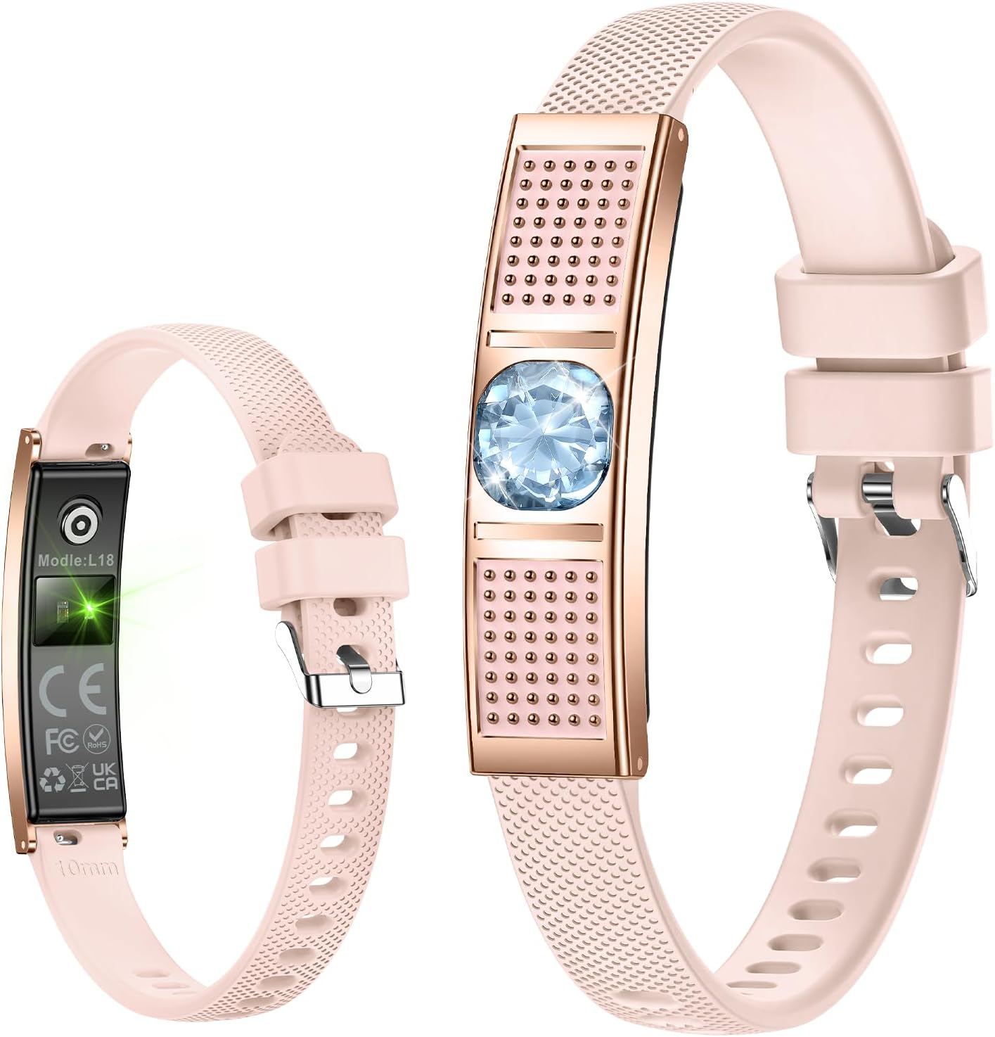 Yihou Fitness Tracker Fitness Bracelet Smart Bracelet for Women Jewelry Smart Band with Heart Rate Monitor Sleep Tracker for Android iOS Rosegold Silicone