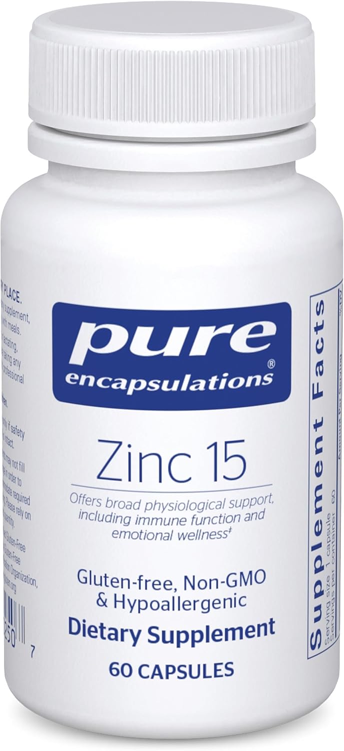Pure Encapsulations Zinc 15 mg – Zinc Picolinate Supplement for Immune System Support, Growth & Development – for Wound Healing* – 60 Capsules