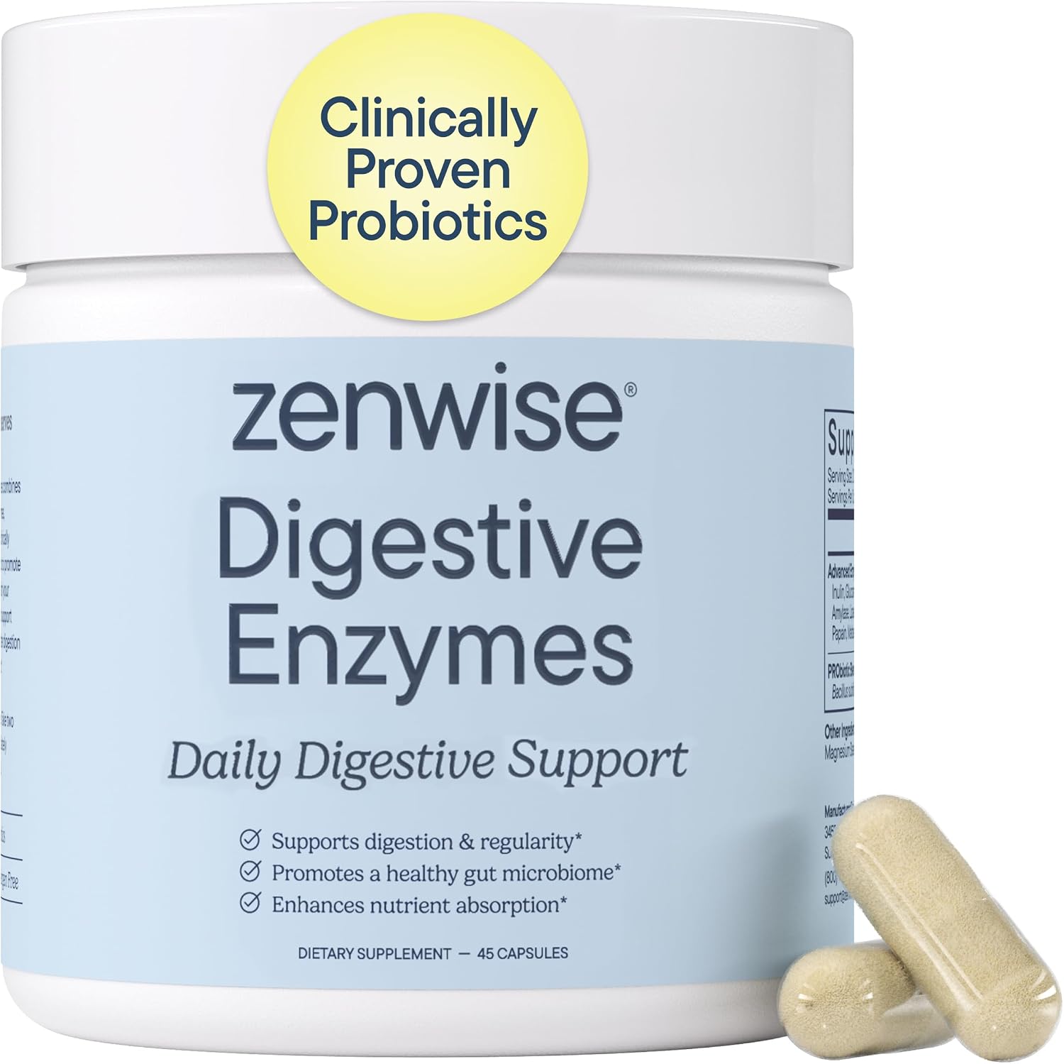 Zenwise Health Digestive Enzymes with Bromelain & Papaya – Multi Enzymes Digestion Supplement with Probiotics & Prebiotics for Gut Health, Gas & Bloating Relief – Men & Women – 48 Vegetarian Capsules