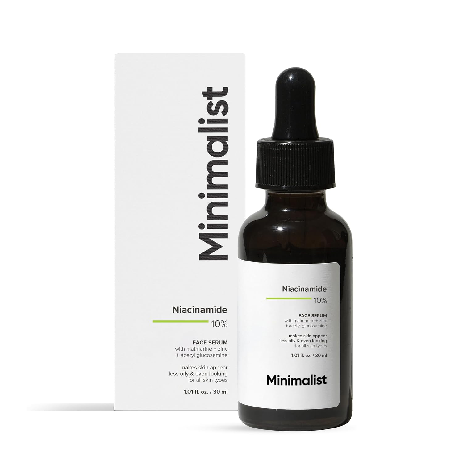 Minimalist 10% Niacinamide Face Serum for Enlarged Pores, Acne & Excess Oil | Reduces Blemishes for Even Skin Tone | For Women & Men | 1 Fl Oz / 30 ml