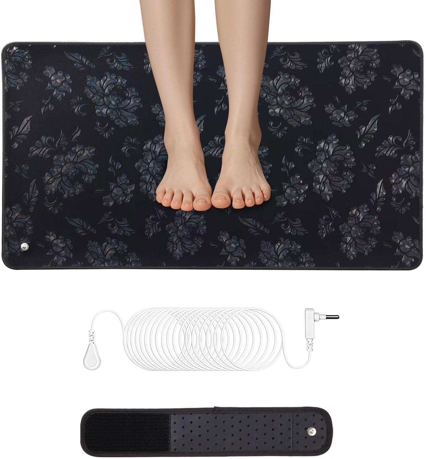 Grounding Mat for Sleep, Universal Grounding Mat for Pain Relief, Inflammation, Balance,Earth Connected Therapy. Grounding Wrist Strap and Grounding Mat Kit（23.6x13Inch）